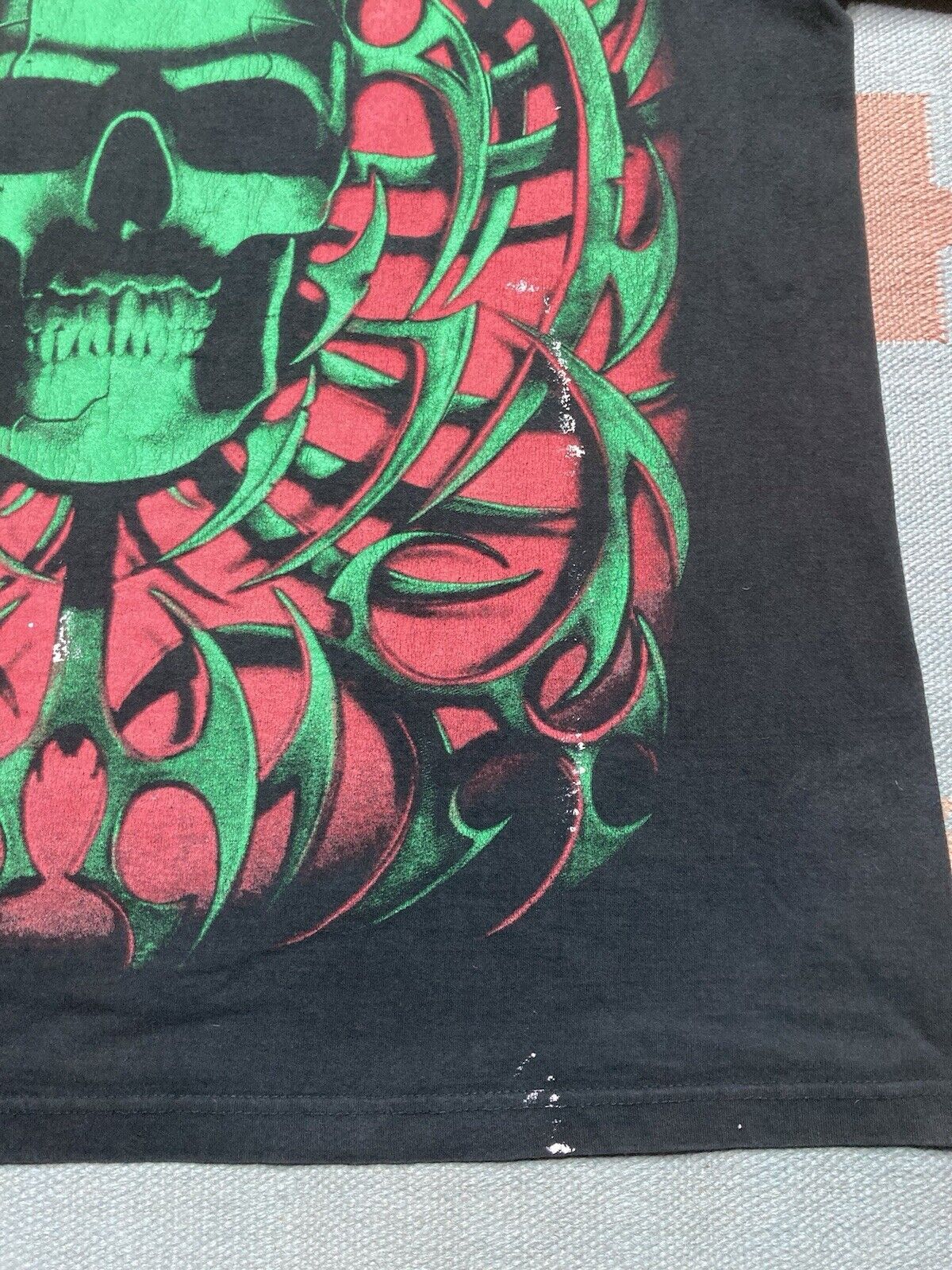 Vintage VTG 90s t shirt skull tribal grunge double sided skater XXL Size US XXL / EU 58 / 5 - 9 Thumbnail