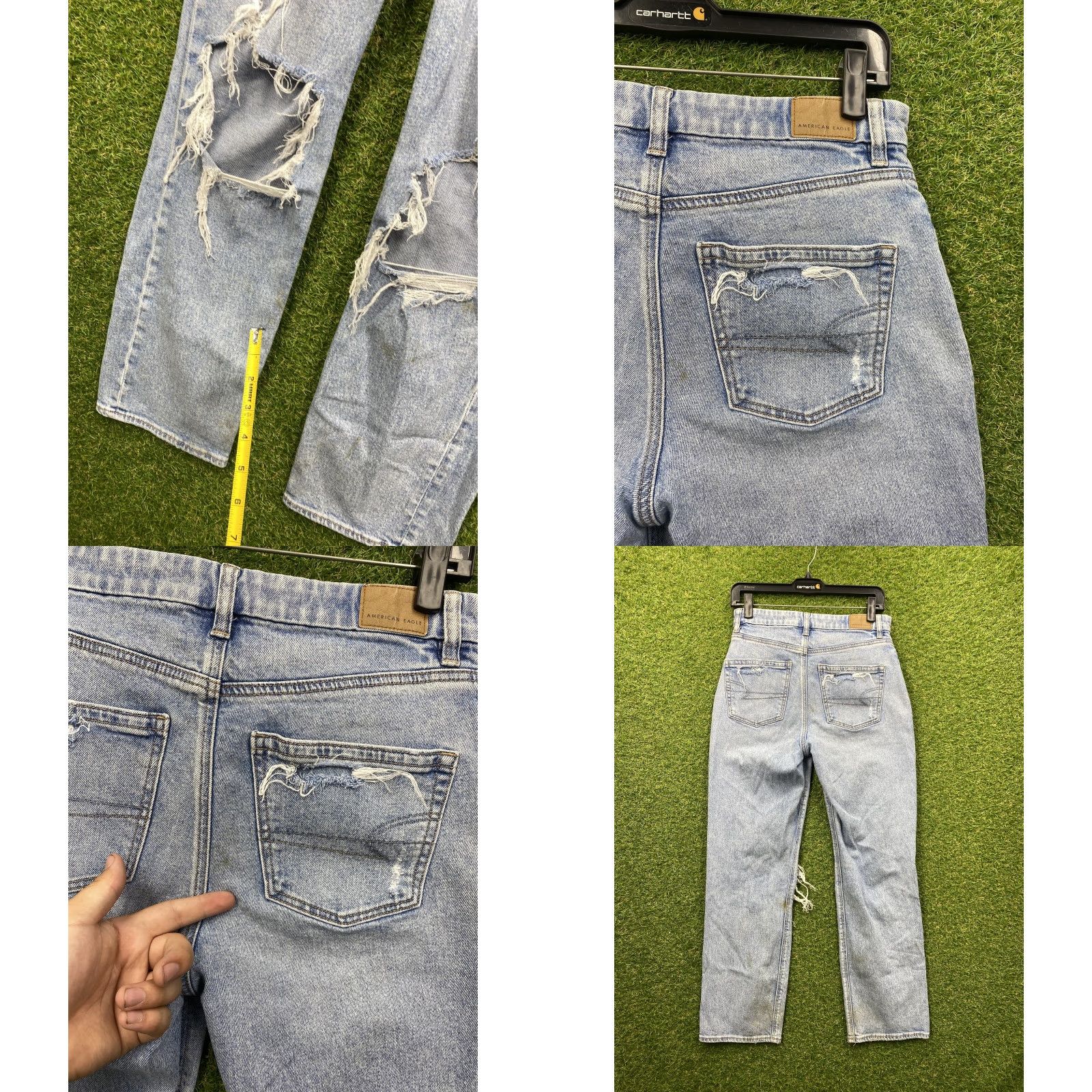 Vintage American Eagle Jeans Womens 4 Blue 90s Curvy Straight Distressed Ripped Denim Size 27" / US 4 / IT 40 - 8 Thumbnail