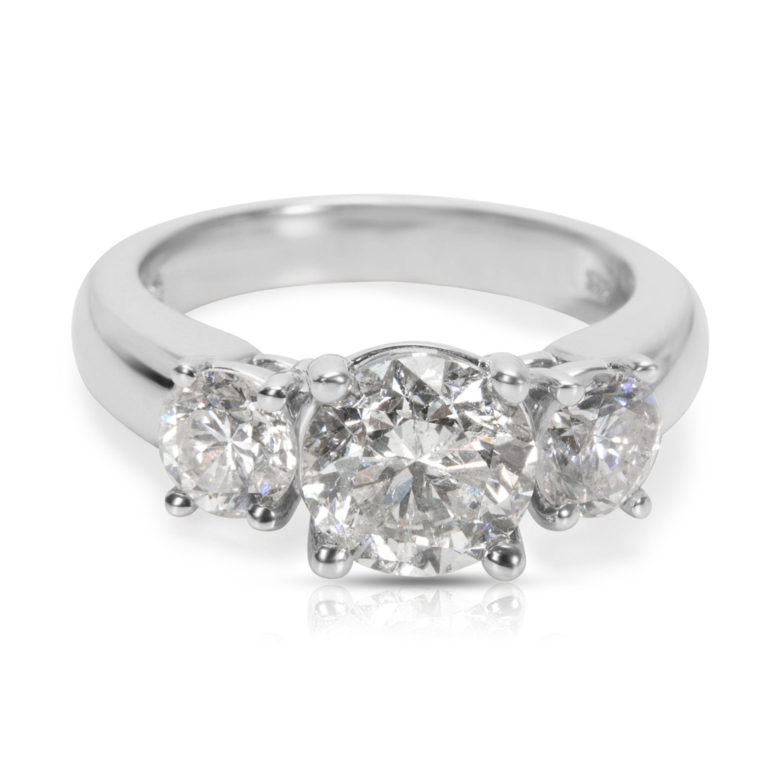 image of Louis Vuitton Three Stone Diamond Engagement Ring In 14K White Gold (3.18 Ctw), Women's