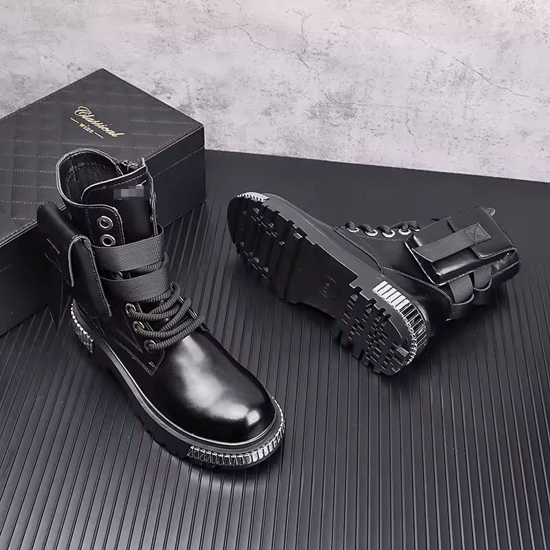 Japanese Brand Industrial Combat Boots - Split Leather with Tactical Pouch Size US 7 / EU 40 - 3 Thumbnail