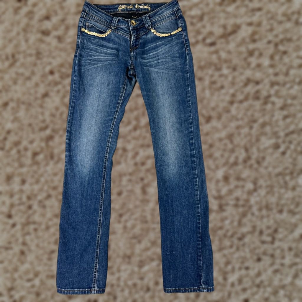 Vintage Clash Jeans Womens 5 Blue Denim Low Rise Skinny Cotton Blend 26x30 City Preppy Stretch 5-Pocket Womens Jeans Size 27" / US 4 / IT 40 - 1 Thumbnail