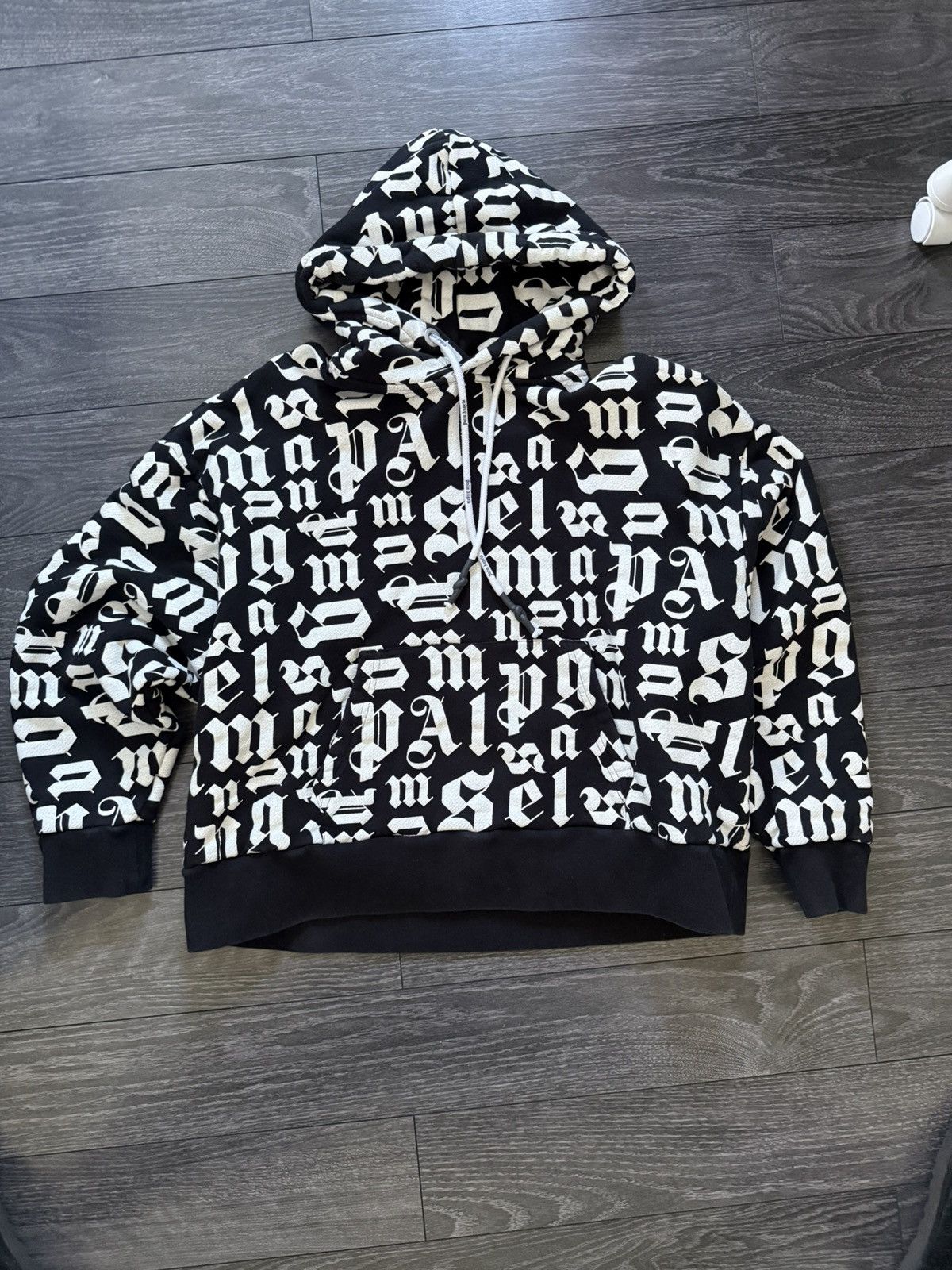 Palm Angels Palm Angels Black Cotton Multilogo Hoodie Size US M / EU 48-50 / 2 - 1 Thumbnail
