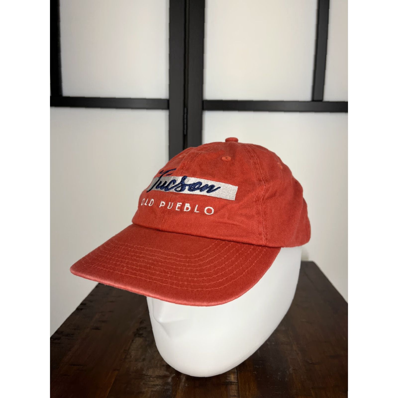 Vintage Old Pueblo Hat Womens One Size Red Orange 100% Cotton Tucson Cap Strap Back Size ONE SIZE - 4 Thumbnail
