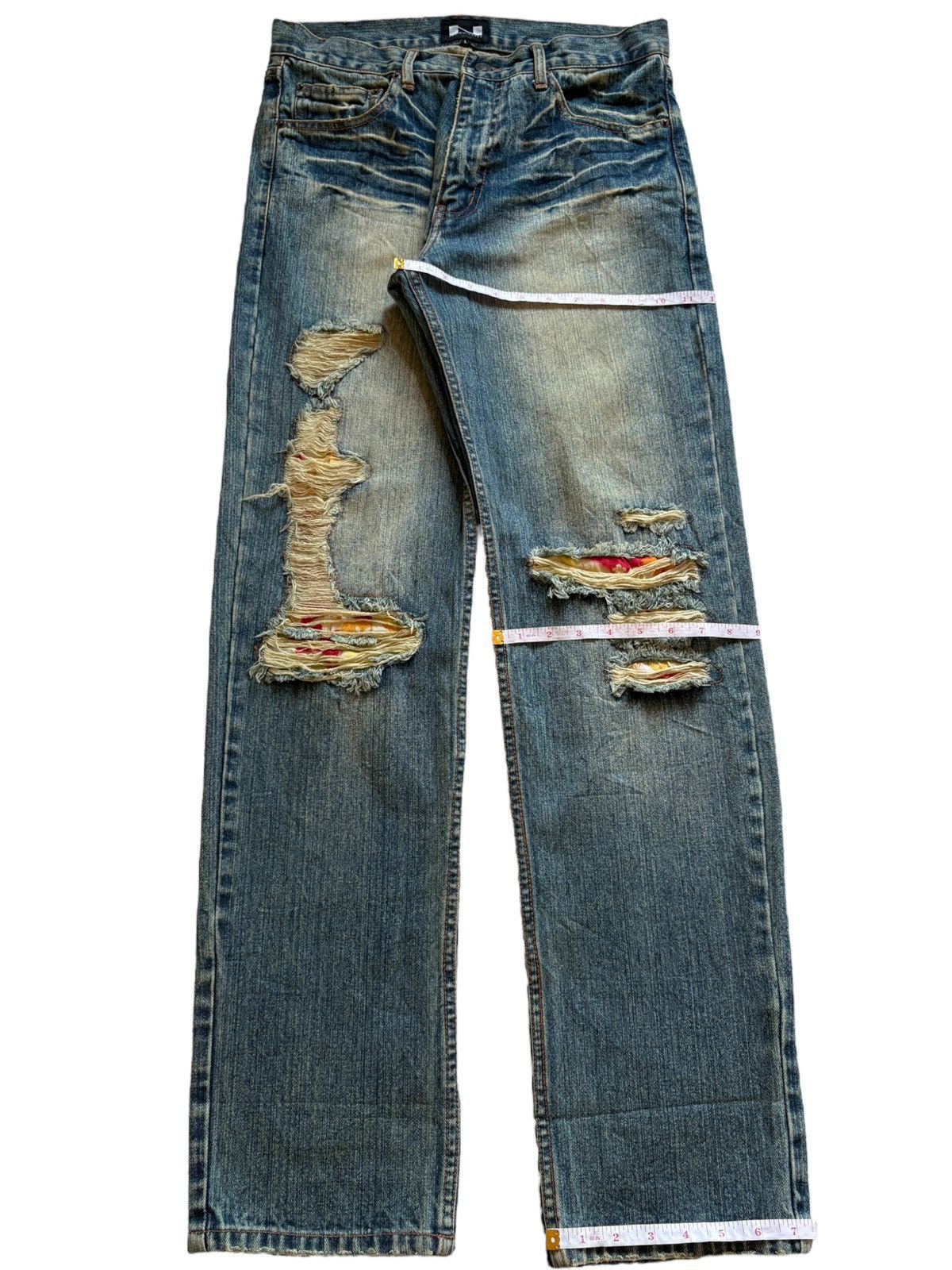 Japanese Brand Vintage Japanese Brand Faded Mud Wash Distress Patch Jeans Size US 32 / EU 48 - 13 Thumbnail