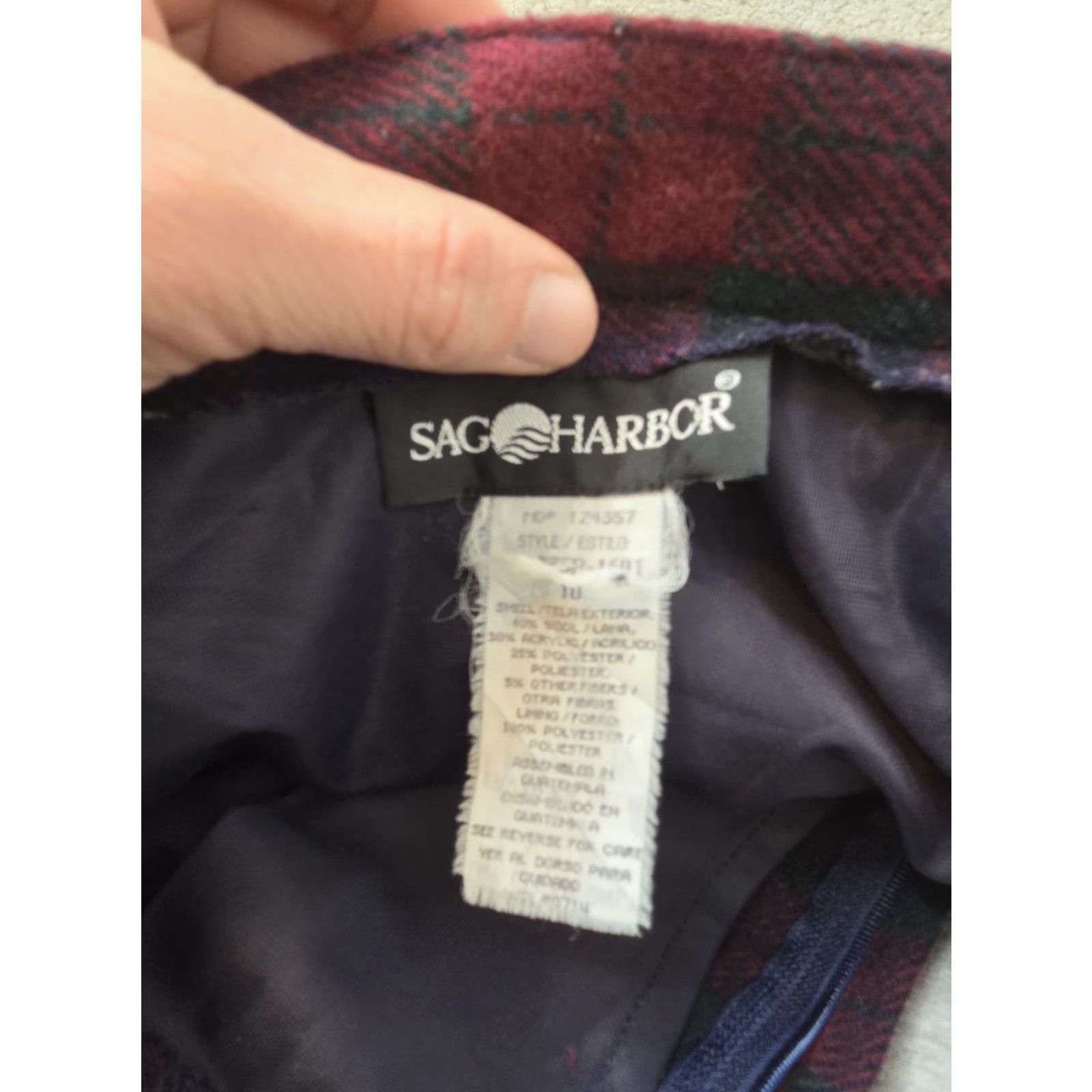 Vintage Vtg Sag Harbor 2 PC Blazer Suit Set Wool Blend Plaid Tartan S 8 - High Rise Pleated Shorts - Women's Business Style Tailored Wool Jacket & Shorts Set Size 28" / US 6 / IT 42 - 7 Thumbnail