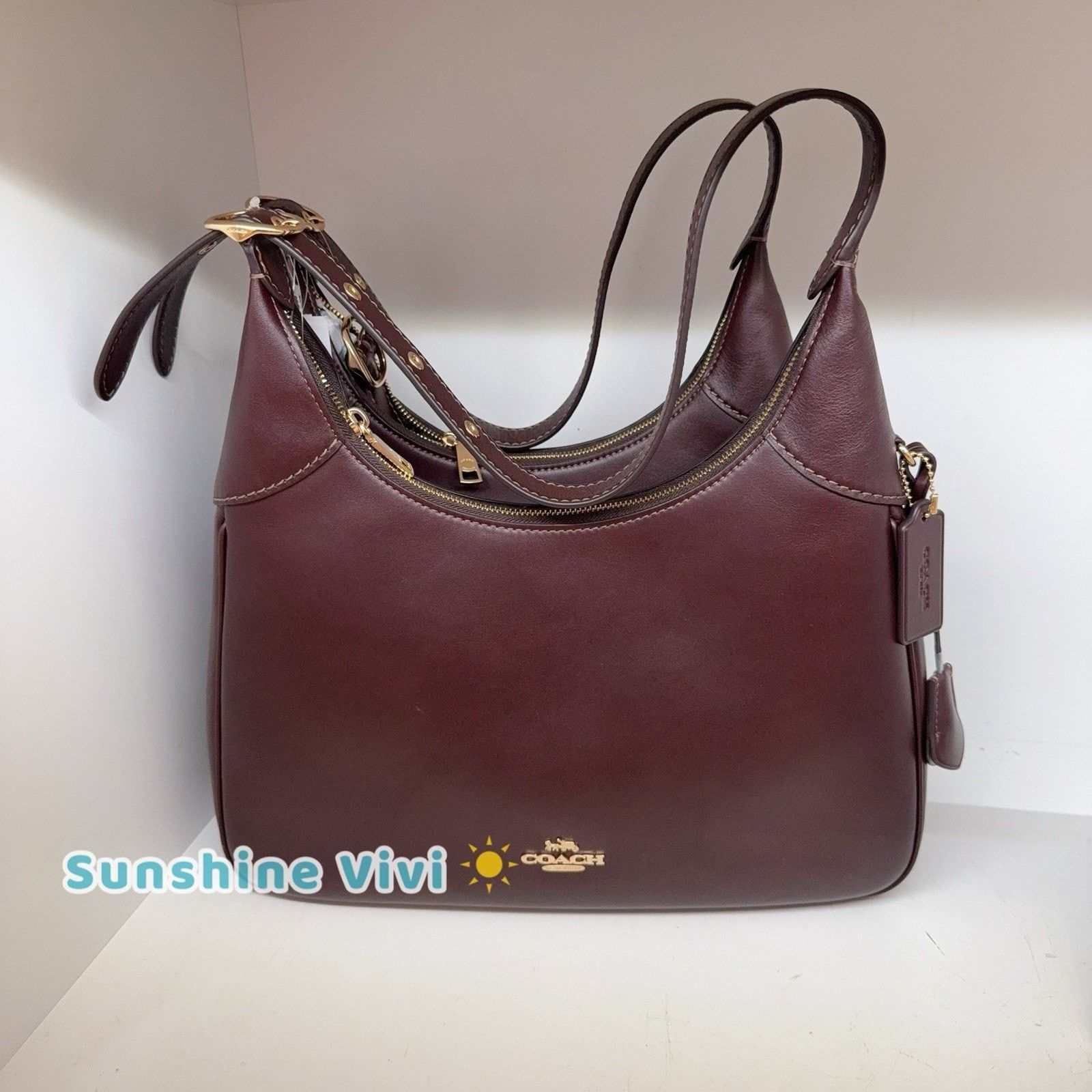 NWT Coach Ella Shoulder Bag CCE48 Gold/Espresso leather