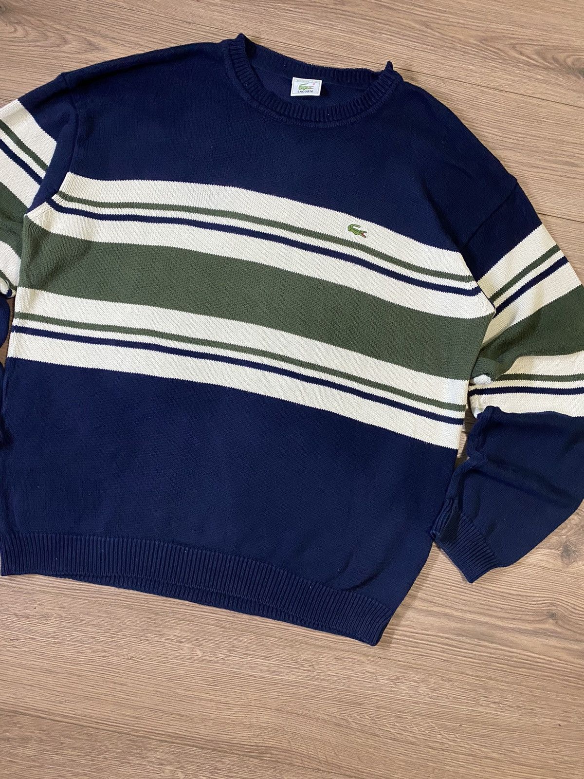 Lacoste × Vintage Vintage Lacoste Striped Knit Sweater Size 8 Size US XXL / EU 58 / 5 - 3 Thumbnail