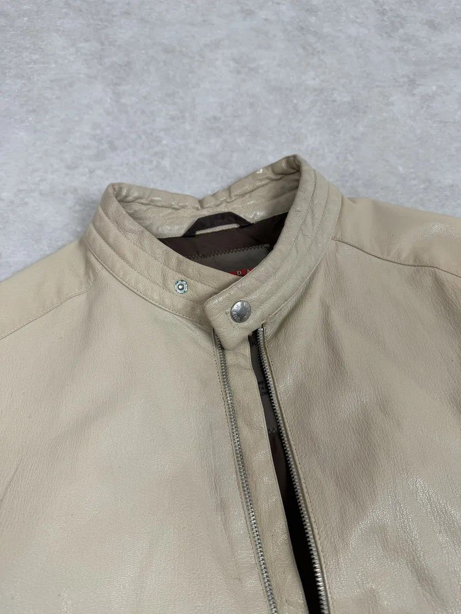 Prada SS2000 Prada Beige Padded Biker Leather Jacket Size US L / EU 52-54 / 3 - 10 Thumbnail