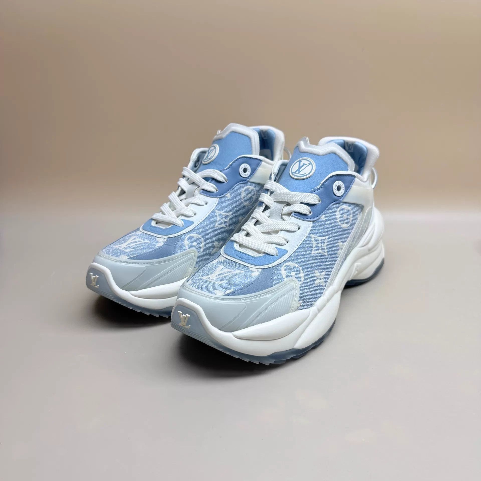 Louis Vuitton LV Run55 White Blue Starry Print Sneaker 38 99 New Size US 7.5 / IT 37.5 - 1 Thumbnail
