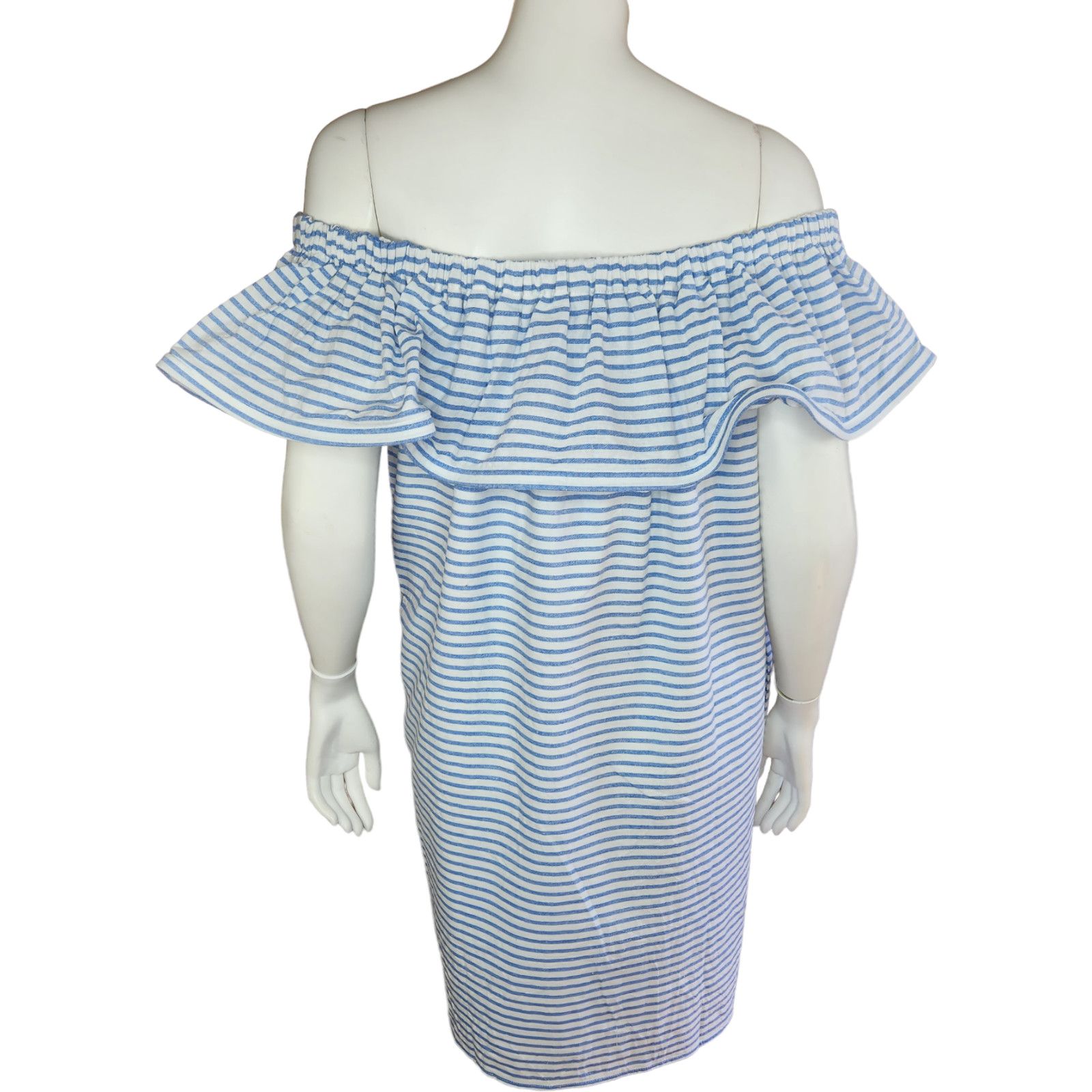 REVOLVE Revolve Line & Dot Dress Womens Large Lea Blue White Stripe Size L / US 10 / IT 46 - 8 Thumbnail