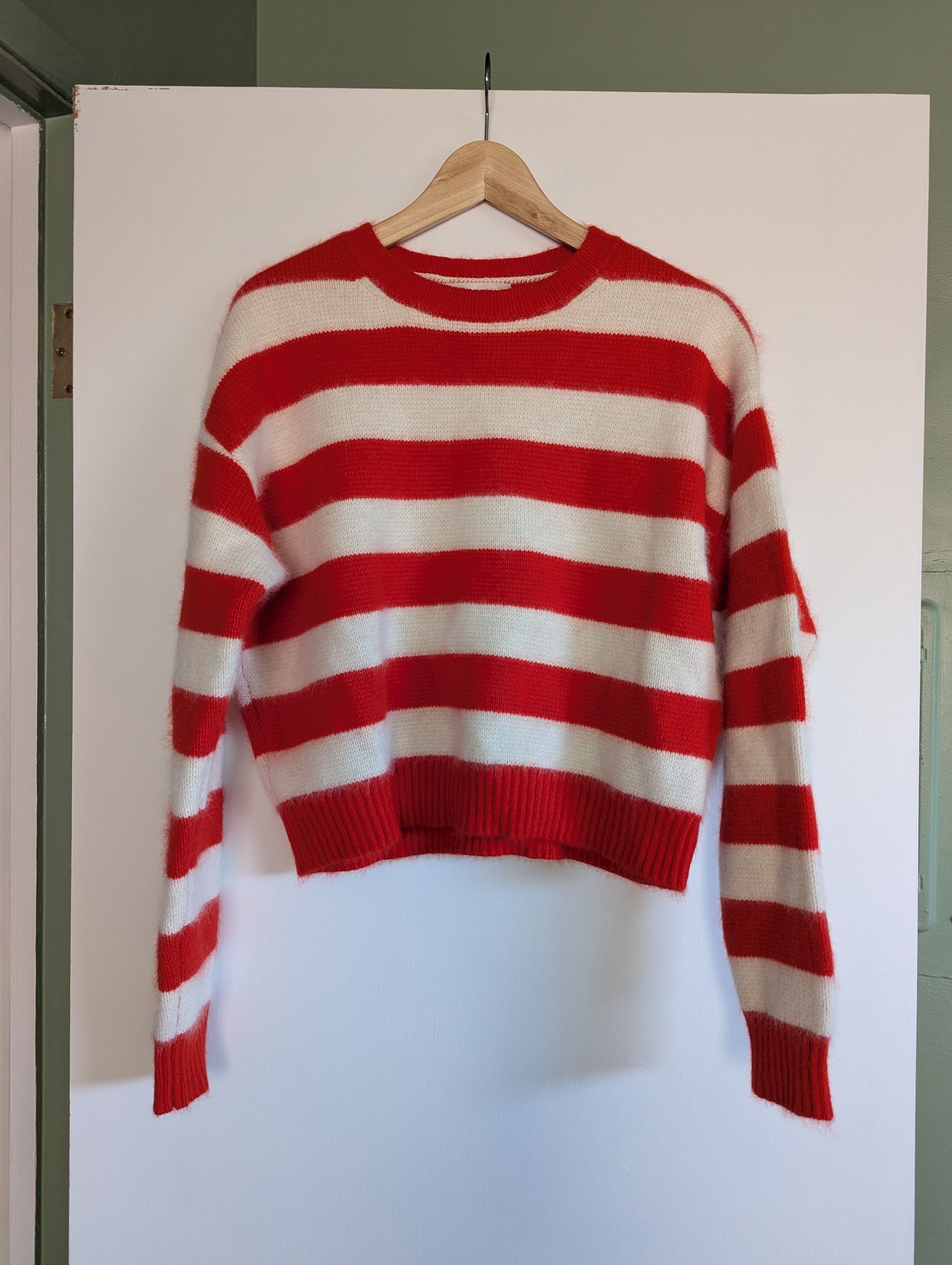 Diane von Furstenberg DVF Diane Von Furstenberg Red white striped angora sweater Size S / US 4 / IT 40 - 1 Thumbnail