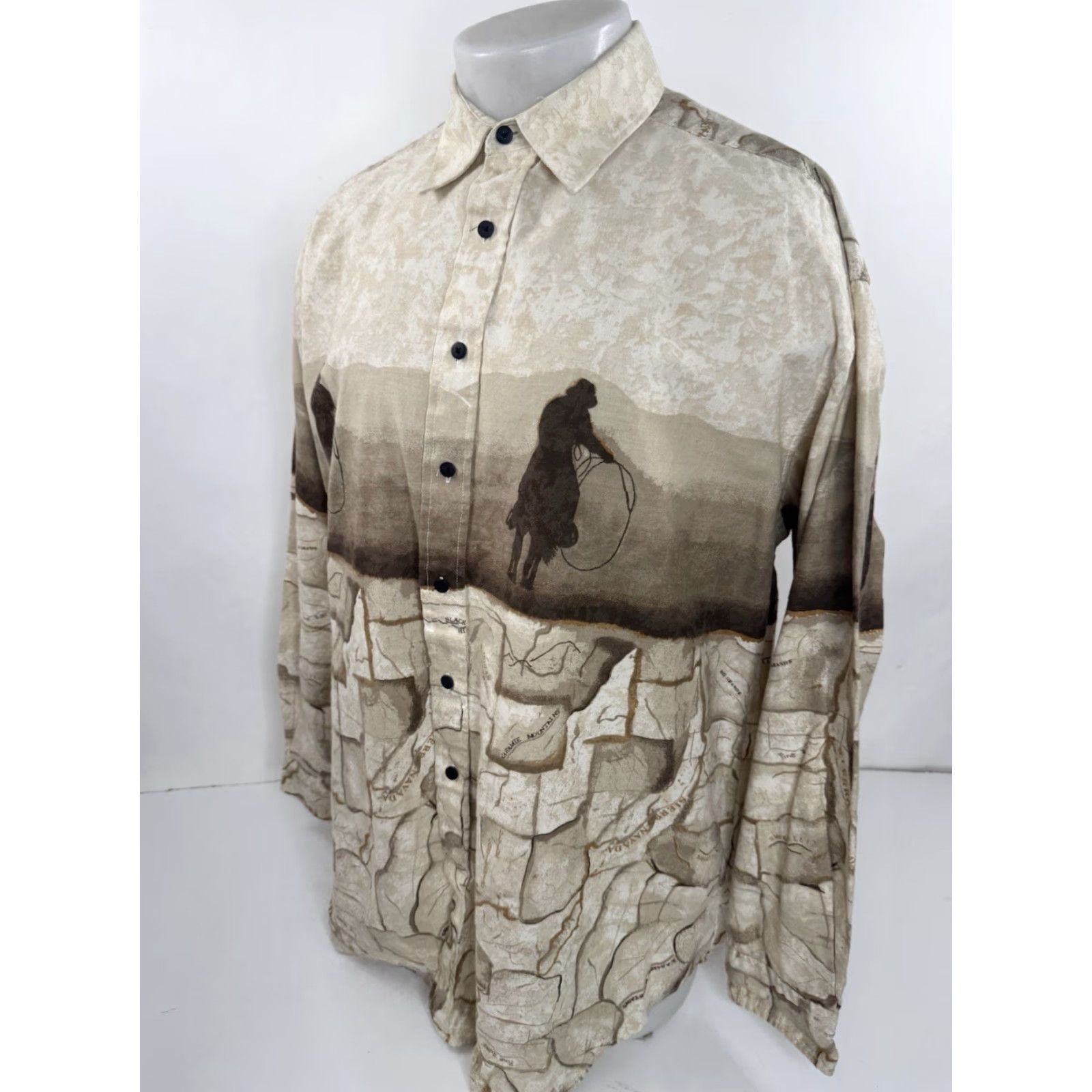 Roper WESTERN PLAINS TRADING Vintage ROPER COWBOY Yellowstone Western XL Shirt Mens Button-Up Long Sleeve Light Brown 90s Theme Size US XL / EU 56 / 4 - 3 Thumbnail