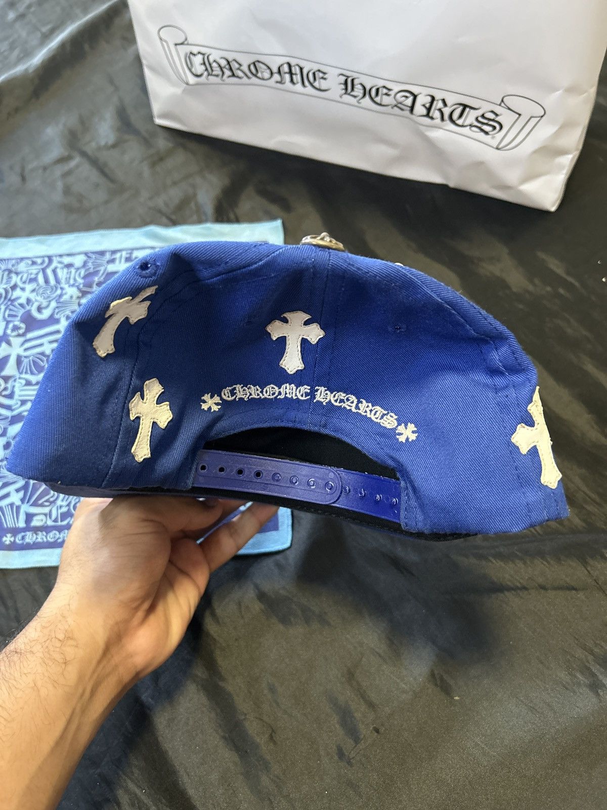 Chrome Hearts Chrome Hearts Blue/White Patches BaseBall Hat Size ONE SIZE - 3 Thumbnail