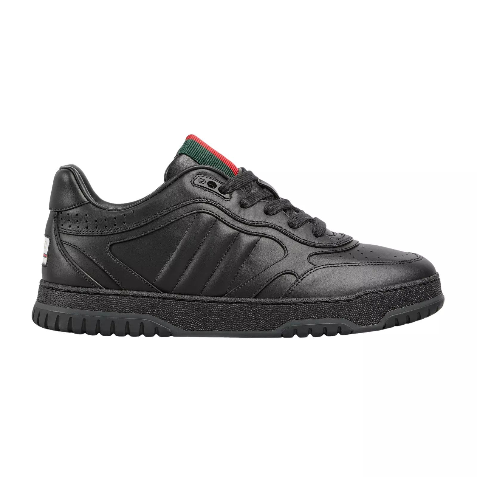GUCCI Re-Web Men's Black Leather Sneakers New Authentic