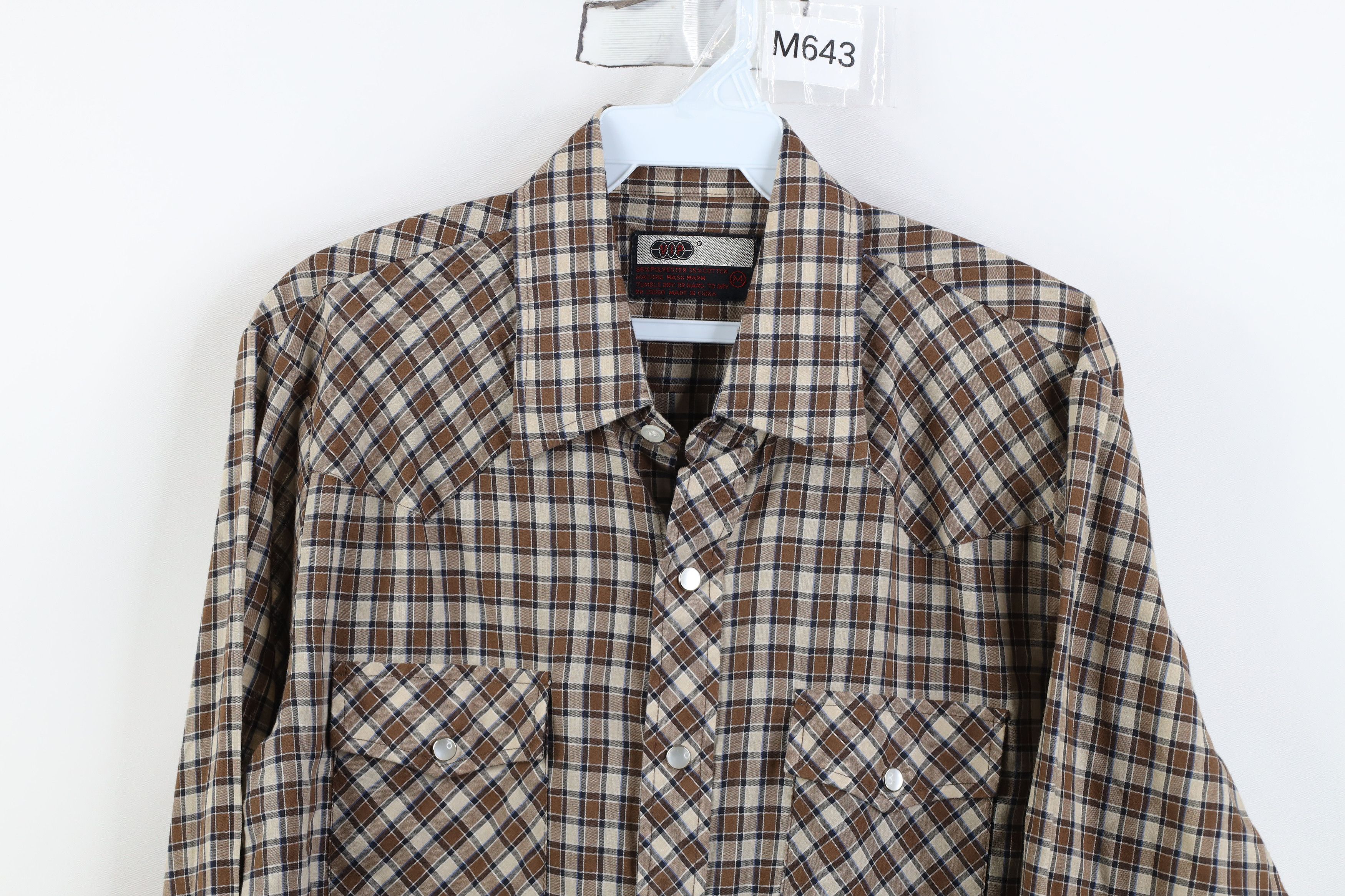 Vintage Vintage 70s Streetwear Cowboy Rodeo Button Shirt Brown Plaid Size US M / EU 48-50 / 2 - 2 Thumbnail
