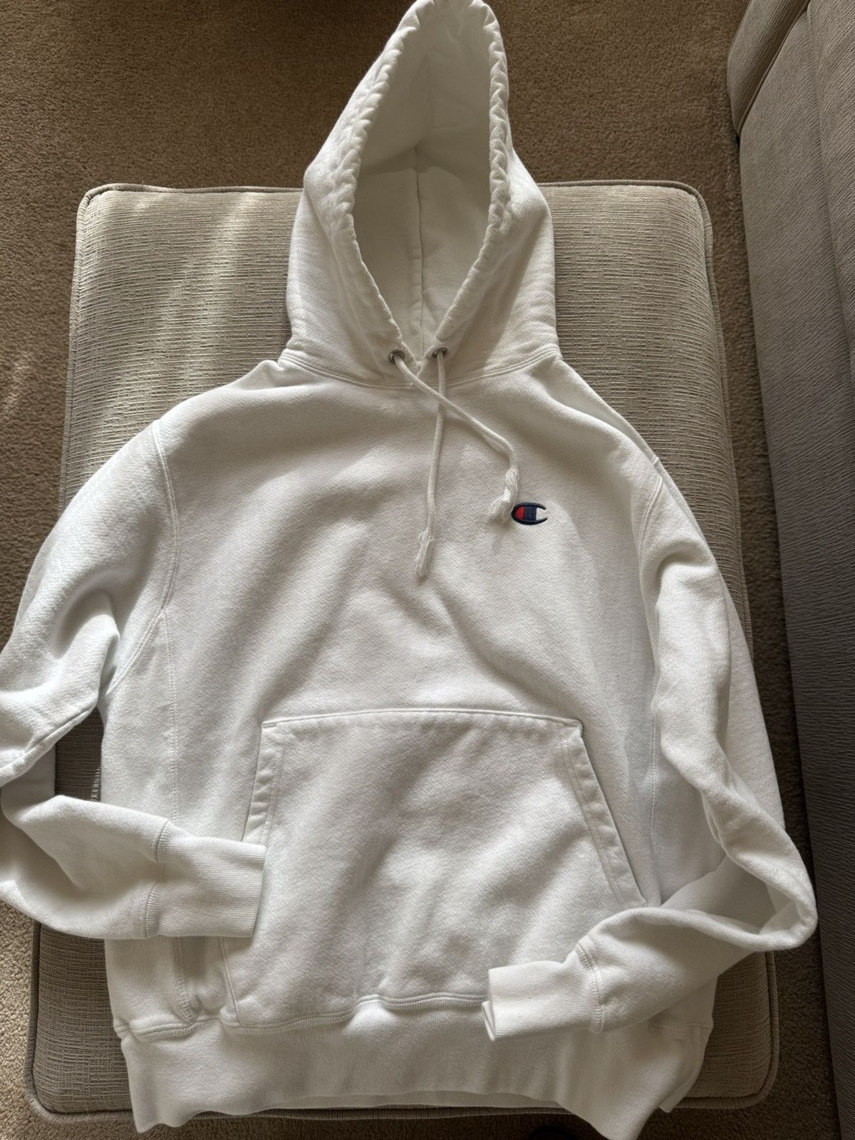 Champion Champion Reverse Weave White Hoodie - Vintage Style Size US M / EU 48-50 / 2 - 1 Thumbnail