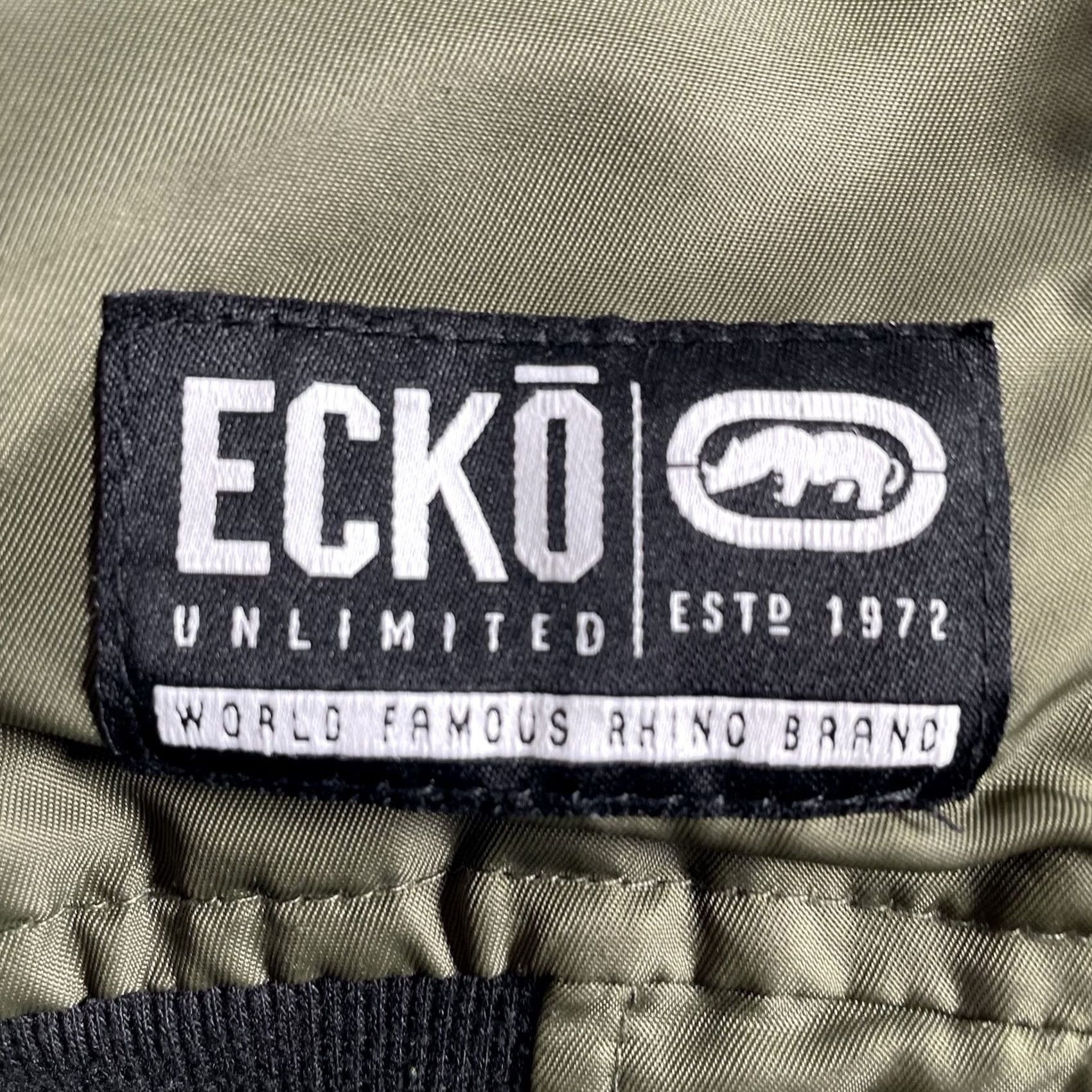 Ecko Unltd. Marc Ecko Unltd Bomber Jacket Mens 2XL Green Chenille Rhino Logo Orange Lining Size US XXL / EU 58 / 5 - 5 Thumbnail
