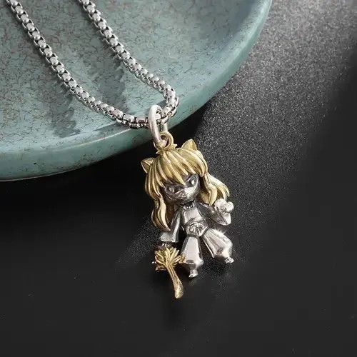Jewelry × Vintage Cute Yellow-Haired Little Girl Necklace Size ONE SIZE - 2 Thumbnail