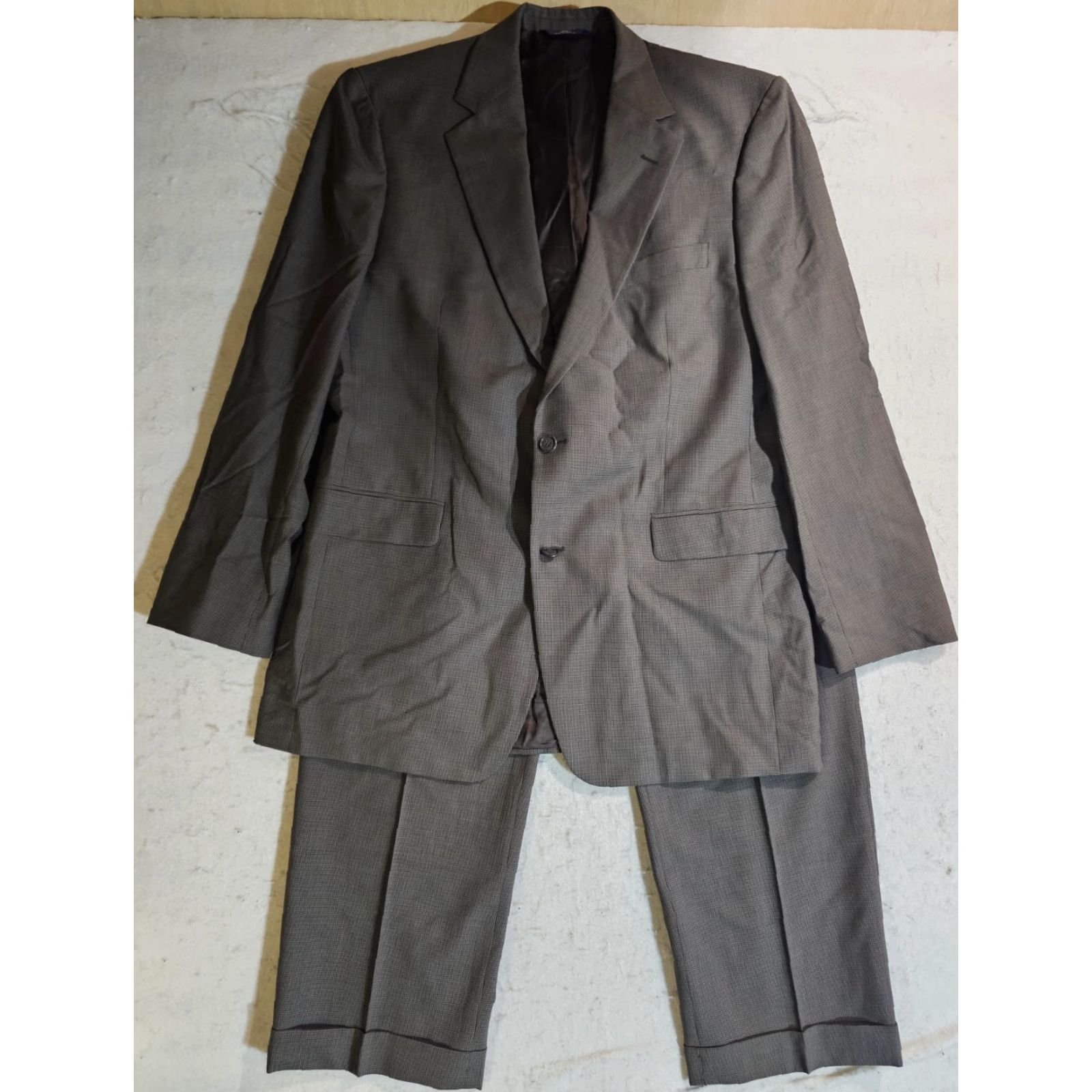 Brooks Brothers Brooks Brothers 346 Stretch Wool 2 Piece Mens Suit Brown 43L 34x32 Houndstooth Suit Men Regular 2 Piece Long Notch Lapel Modern Classic Mens Size 46R - 2 Thumbnail