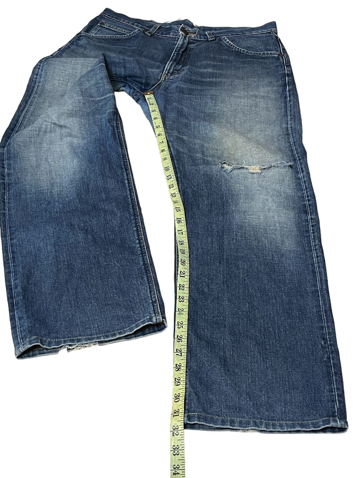 Lee VINTAGE LEE RIDERS REPRO 50s RIPPED HALF SELVEDGE DENIM Size US 35 - 20 Thumbnail