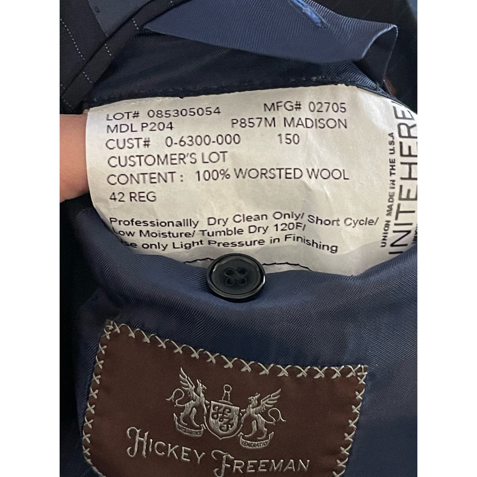 Hickey Freeman Hickey Freeman Mens Blue Pinstripe Sports Jacket Blazer 42R Size 42R - 5 Thumbnail