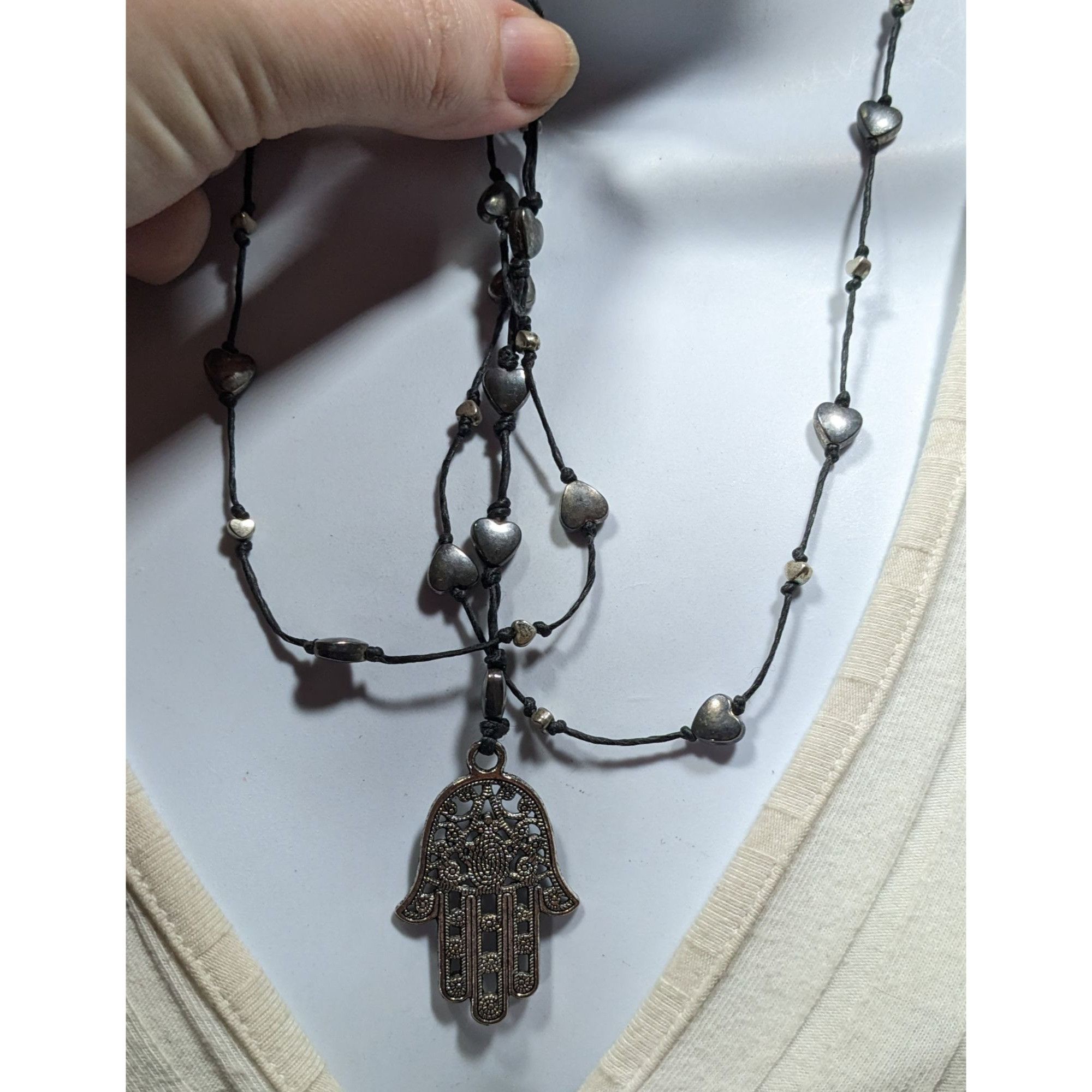 Other Bohemian Heart Beaded Hamsa Pendant Necklace Size ONE SIZE - 3 Thumbnail