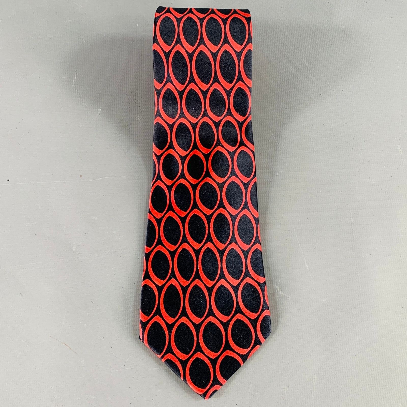 Lanvin LANVIN Navy Red Circles Satin Tie Size ONE SIZE - 2 Thumbnail