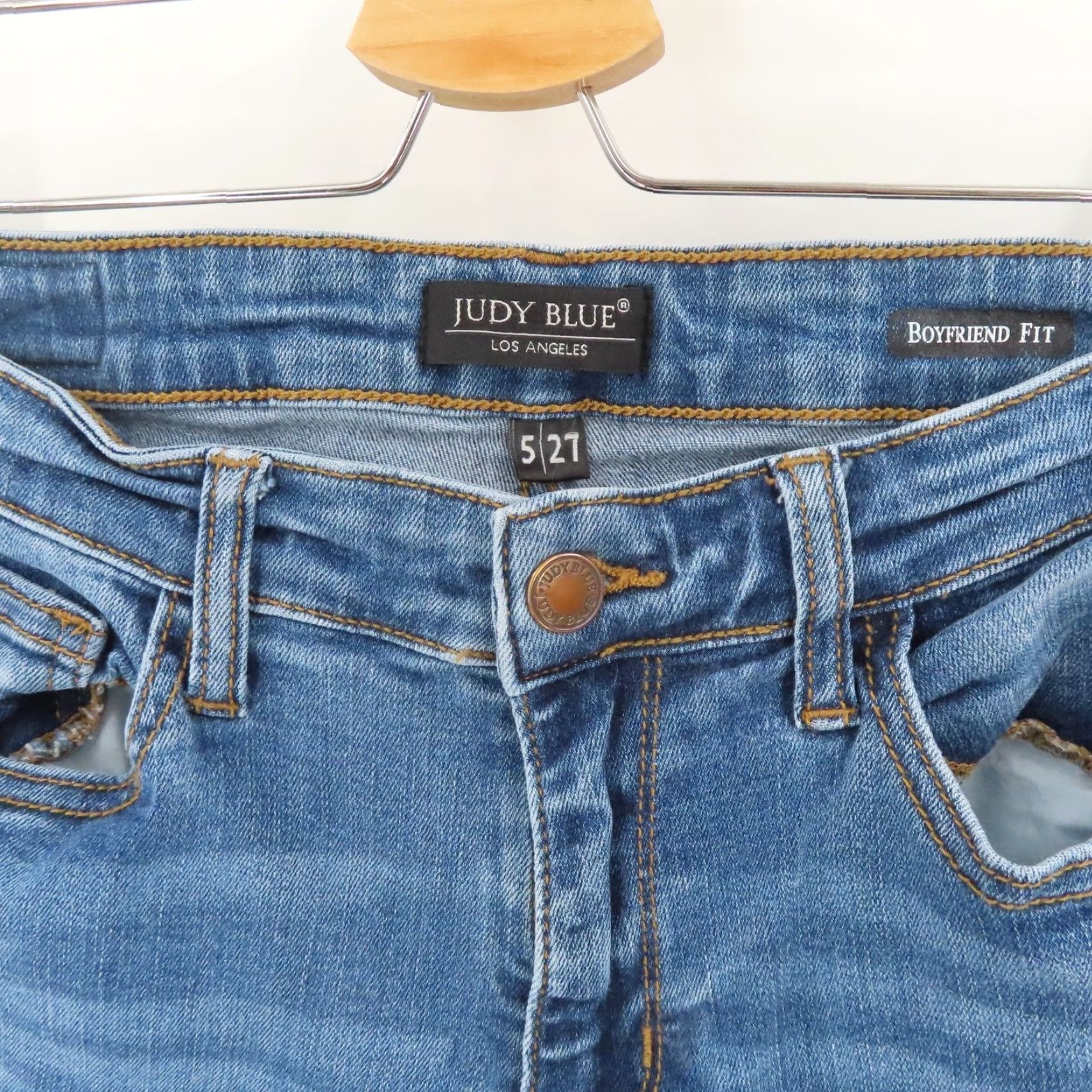 Vintage Judy Blue Women Jeans Boyfriend 5/27 Blue Denim Stretch Cotton Blend Regular Size 27 Blue Wash Vintage No Mens Womens Girls Size 27" / US 4 / IT 40 - 3 Thumbnail