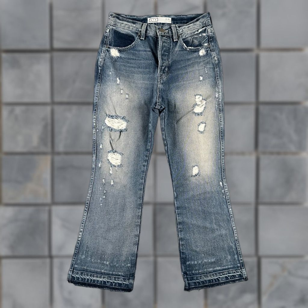 AYR Ayr Jeans High Rise Distressed Straight Womens 27 Blue Medium Wash Boho Vintage Size 27" / US 4 / IT 40 - 1 Thumbnail