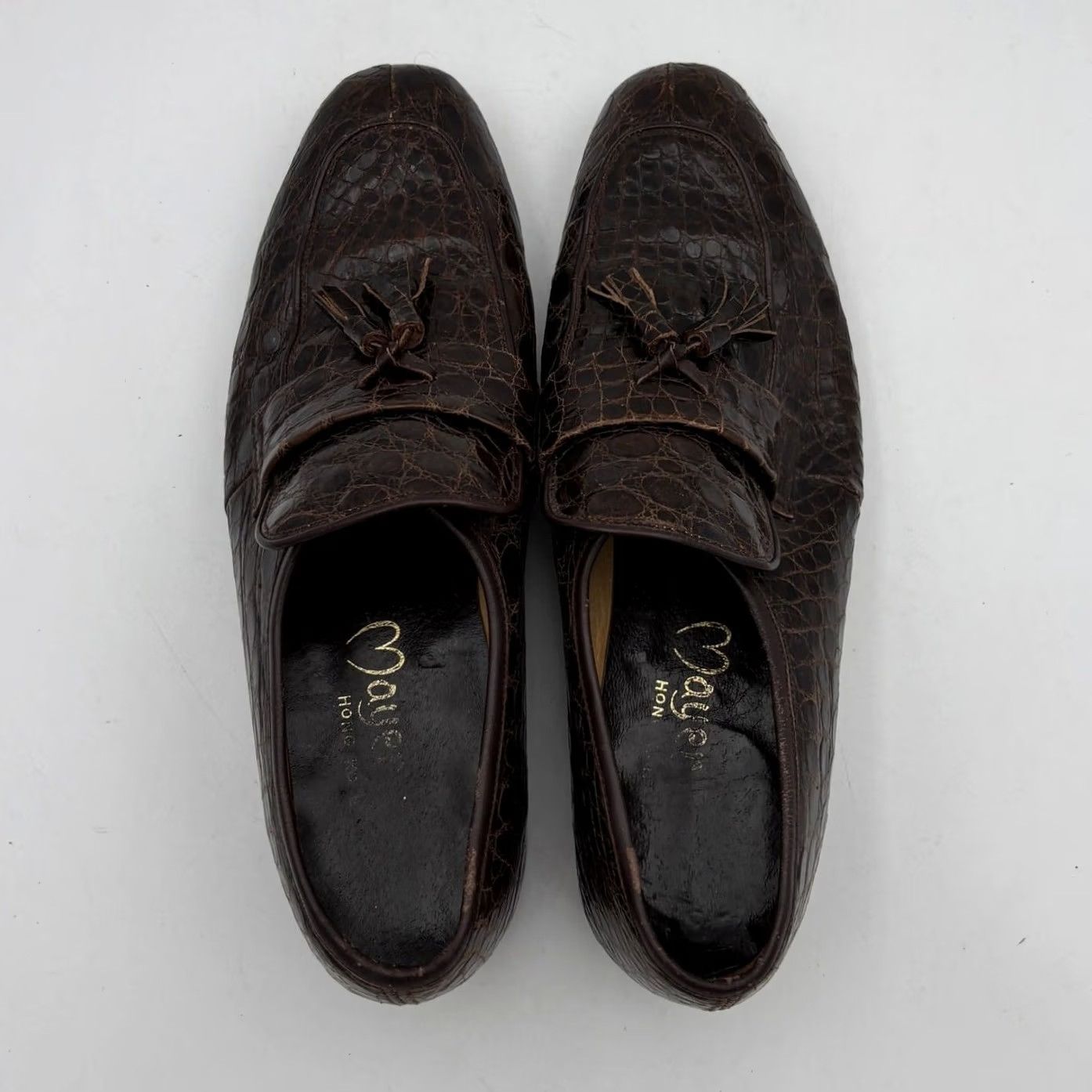 Vintage VINTAGE Mayer Loafers Men's 8D Crocodile Tassel Brown Size US 8 / EU 41 - 6 Thumbnail