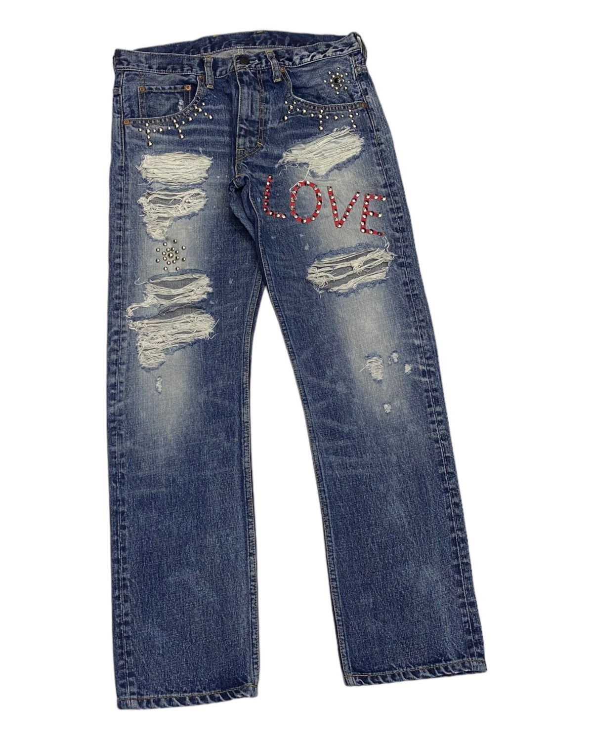 Hysteric Glamour 🔥RNA INC PUNK STUDDED DISTRESS DENIM UNDERCOVER STYLE JEAN Size US 32 / EU 48 - 3 Thumbnail