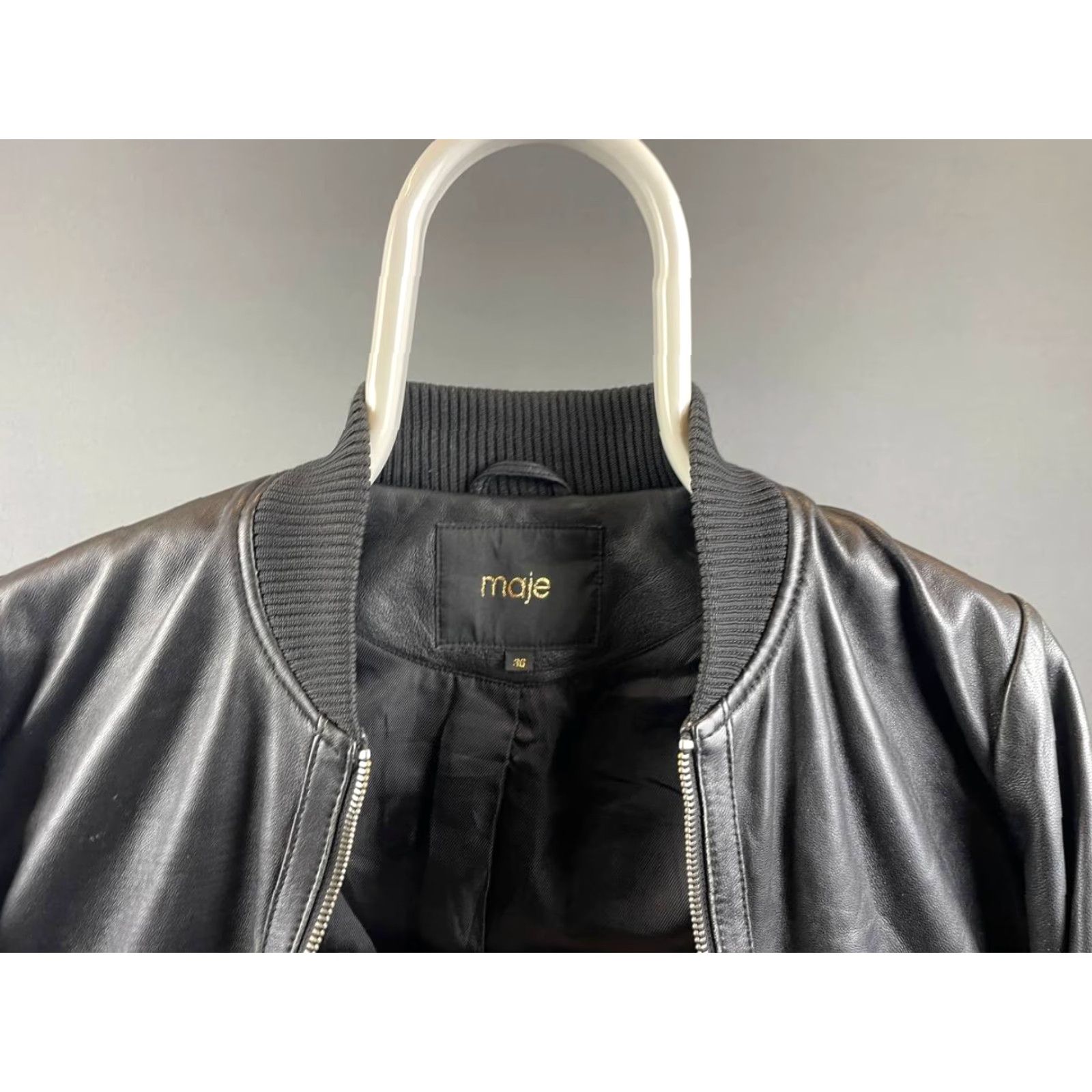Maje Maje Leather Jacket Women Bomber Size 36 Black Full Zipper Jacket Women Bomber 36 Black Zipper Maje Leather Size XS / US 0-2 / IT 36-38 - 6 Thumbnail