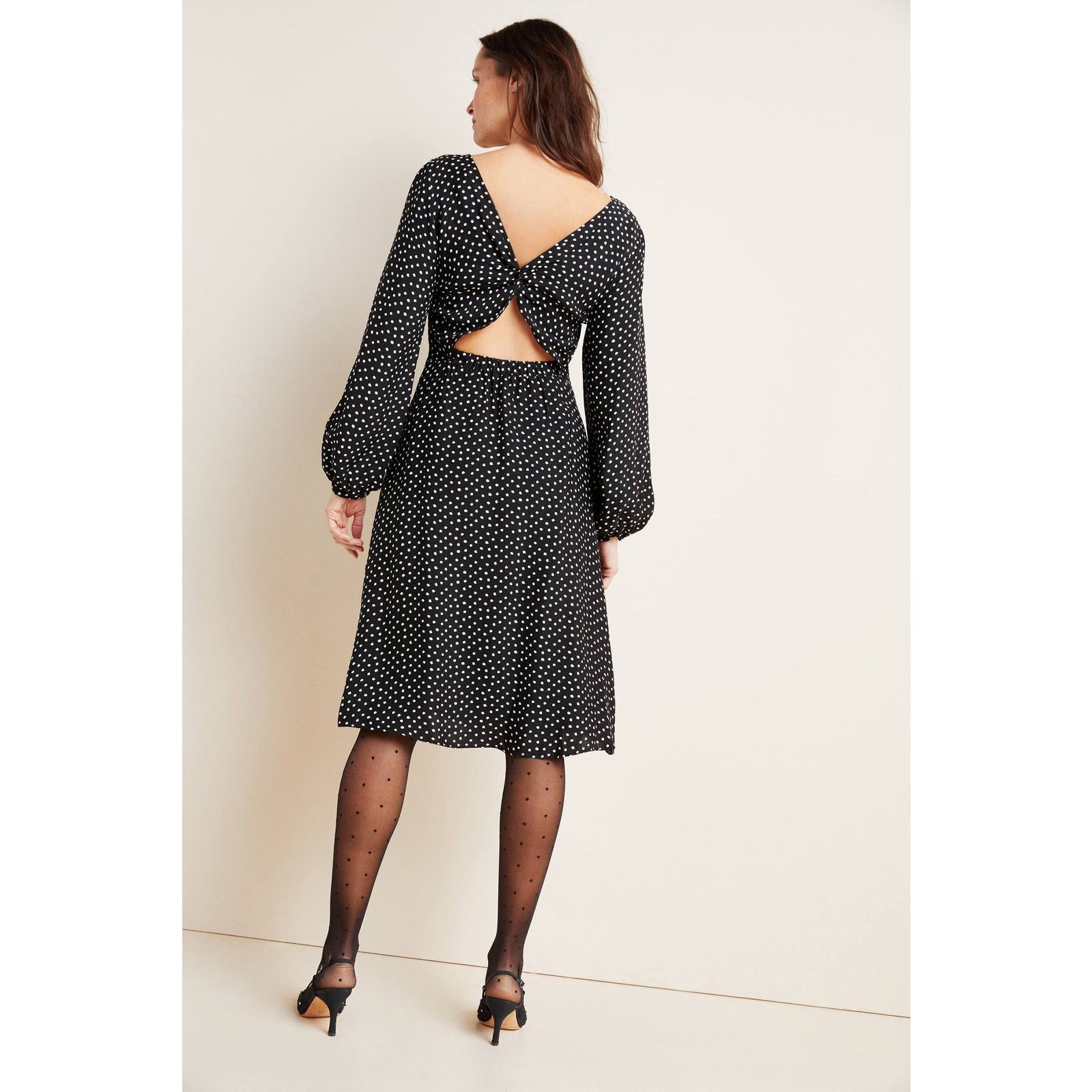 Anthropologie Anthropologie Agatha Midi Dress $160 SIZE 2 B&W Polka Dot Size XS / US 0-2 / IT 36-38 - 5 Thumbnail