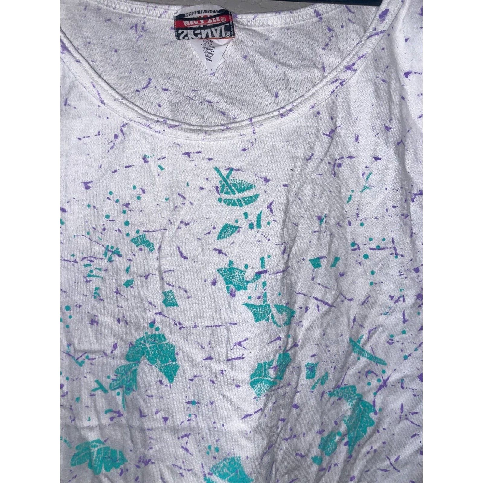 Signal Sport Vintage Womens Speckled Tank Top Shirt Leaf Tee VTG 90s M Size M / US 6-8 / IT 42-44 - 3 Thumbnail