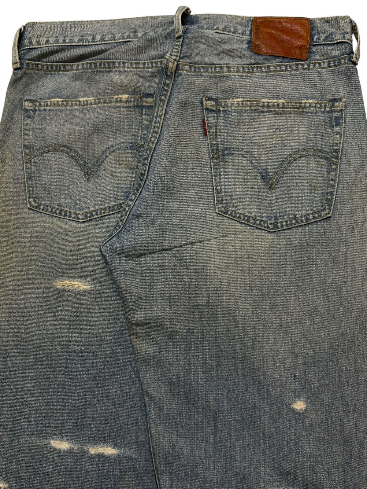 Levi's Vintage 90s Levis 503 Blue Faded Wash Ripped Wide Leg Baggy Size US 34 / EU 50 - 5 Thumbnail