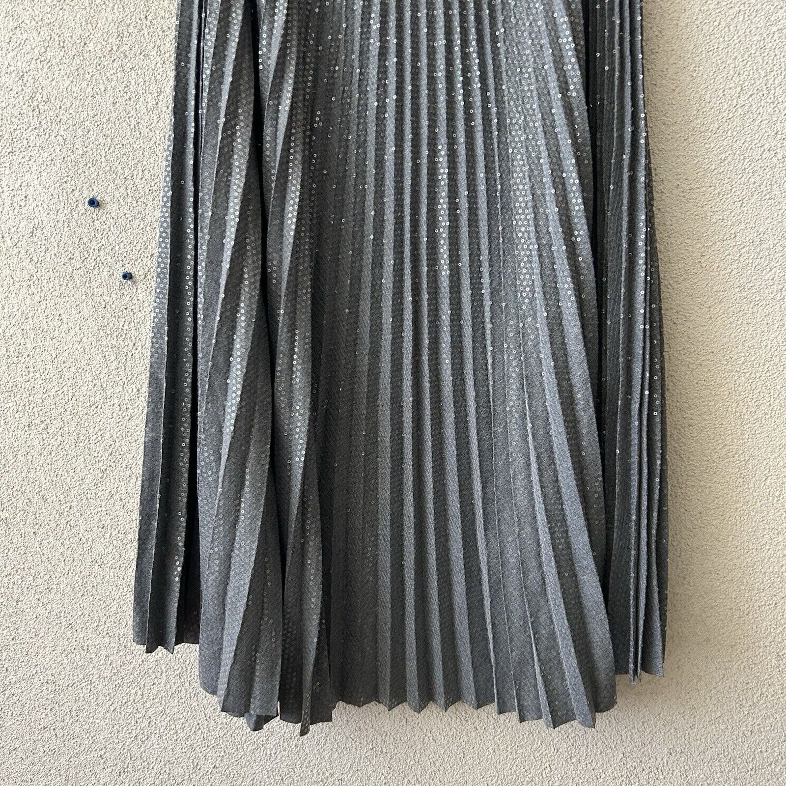 Lafayette 148 Lafayette 148 New York Jahira Pleated Sequin Skirt in Nickel Size 34" / US 12 / IT 48 - 2 Thumbnail
