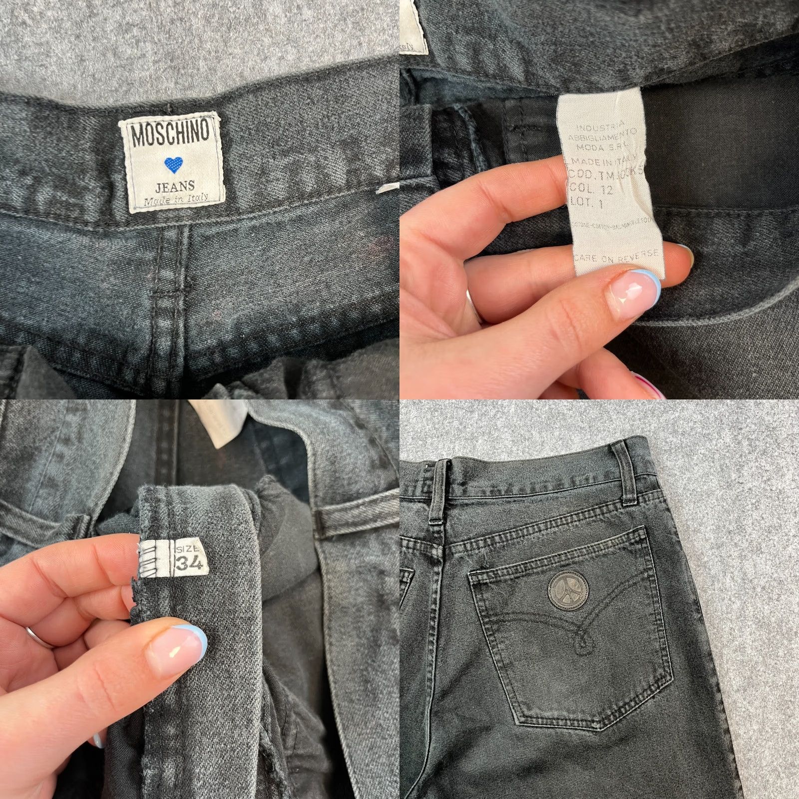 Moschino VINTAGE Moschino Jeans Regular Tapered 32 32 Black Italy Made Denim 5-Pocket Mens Accessories Logo Pocket Pattern No Pattern Size US 32 / EU 48 - 8 Thumbnail