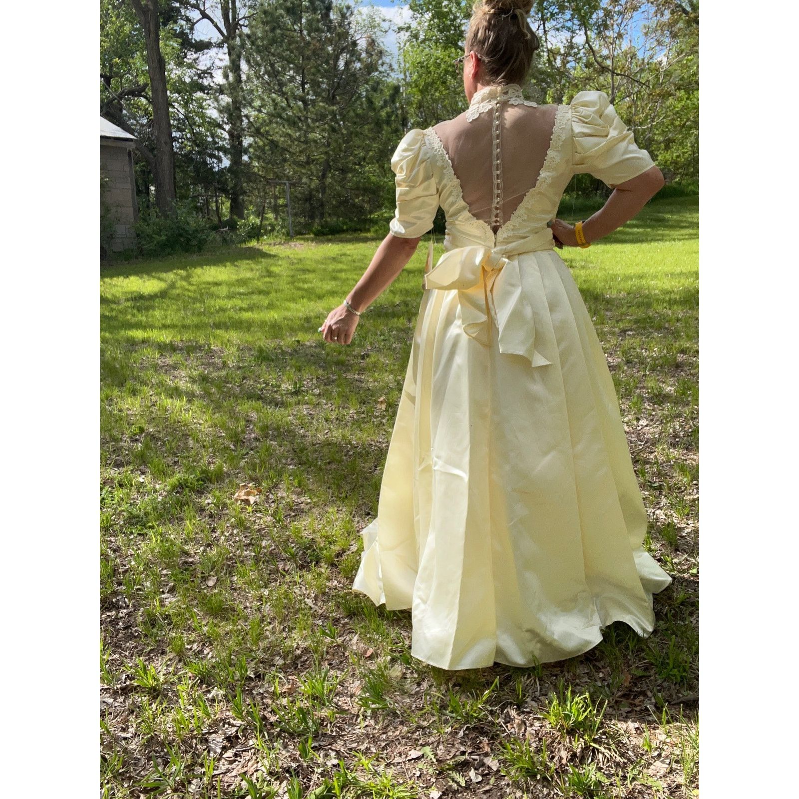 Jessica McClintock 80s Jessica McClintock Wedding Dress Cinderella Victorian Size M / US 6-8 / IT 42-44 - 3 Thumbnail