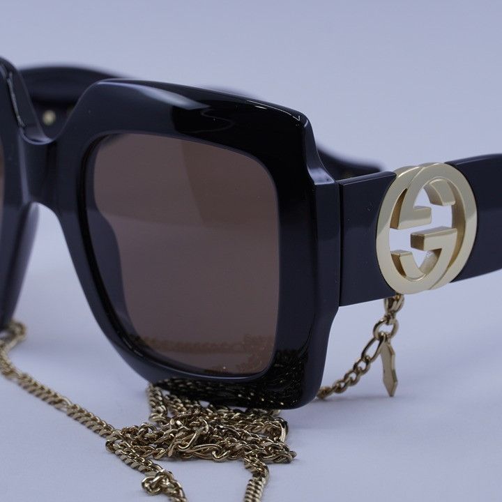 Gucci Gucci GG1022S 005 Sunglasses Black Square Frame Size ONE SIZE - 9 Thumbnail