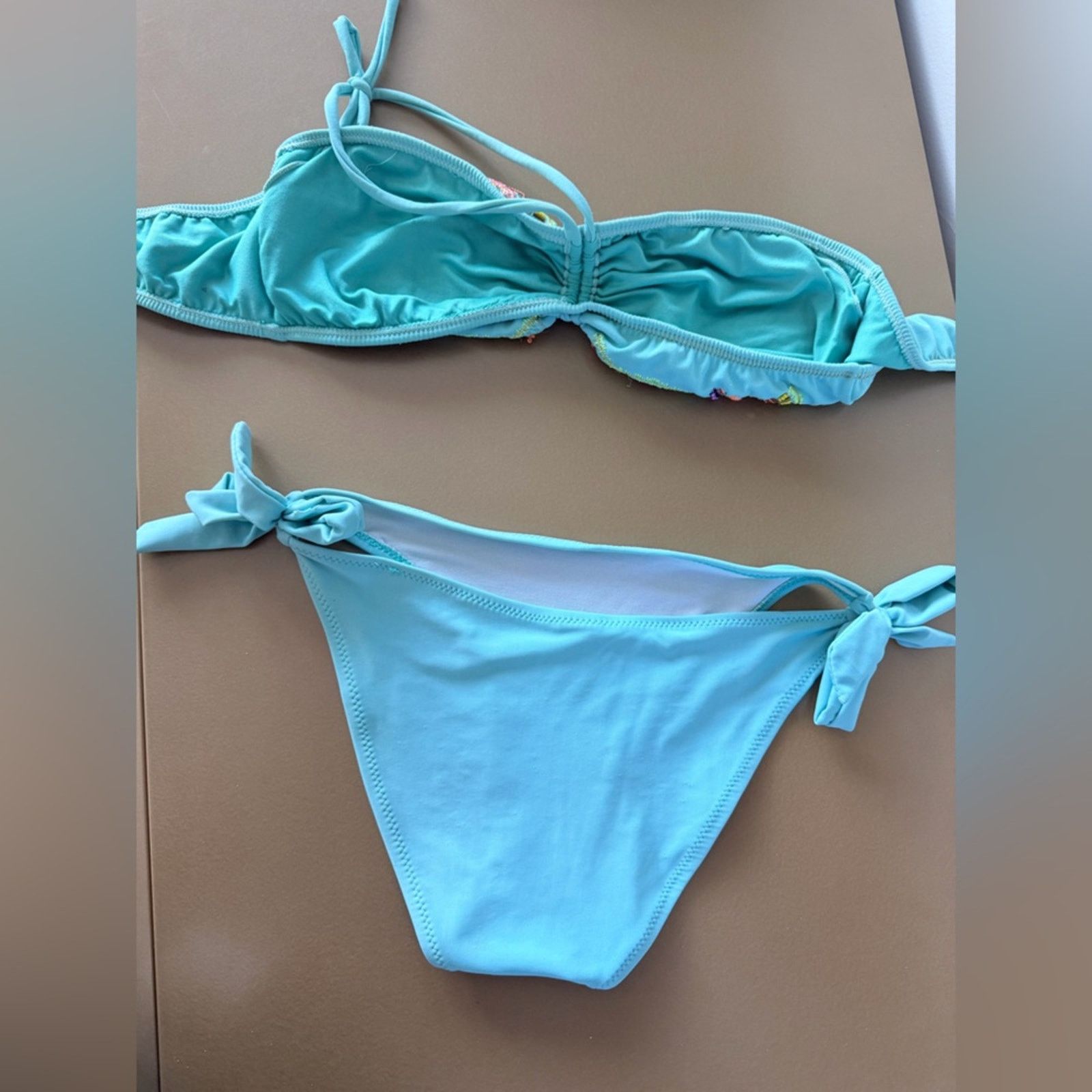 Other Y2K Boho Colorful Embroidered Bikini Swimsuit size 36D and S Size ONE SIZE - 6 Thumbnail
