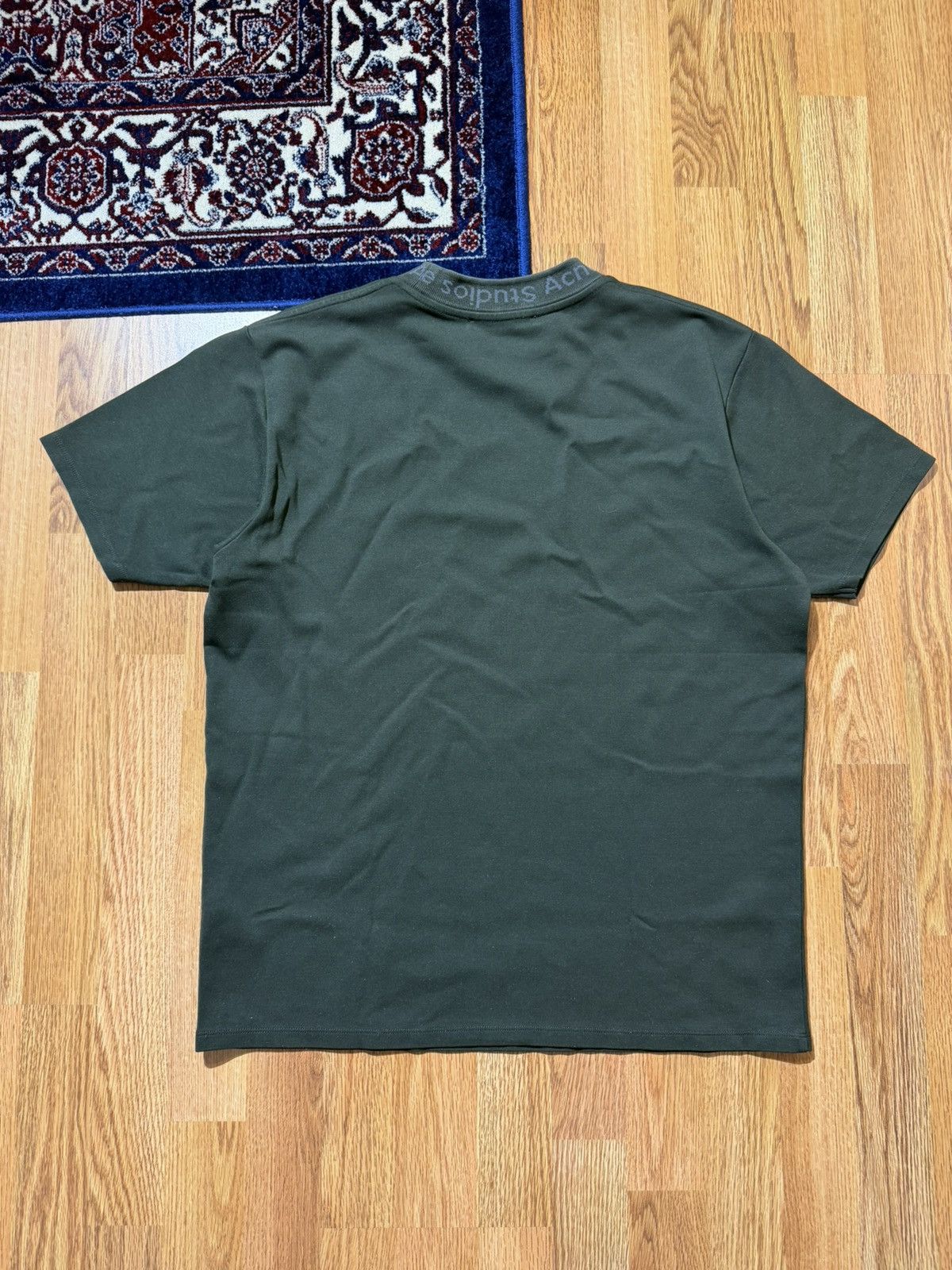 Acne Studios Acne Studios Navid Logo Collar T-Shirt - Dark Olive Green Size US M / EU 48-50 / 2 - 5 Thumbnail