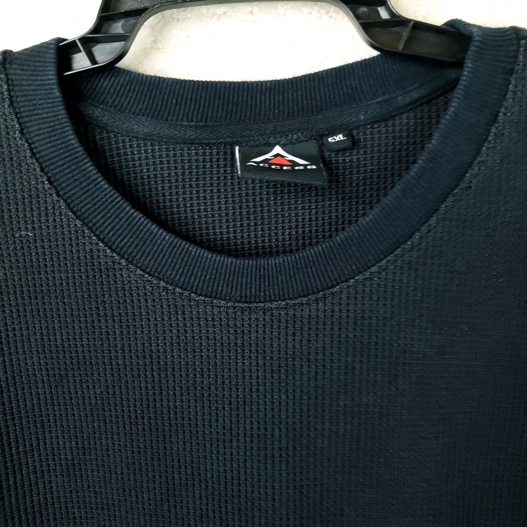 Vintage Access Men T-Shirt 5XL Black Waffle Knit Thermal Long Sleeve Crewneck Big & Tall Size US XXL / EU 58 / 5 - 4 Thumbnail