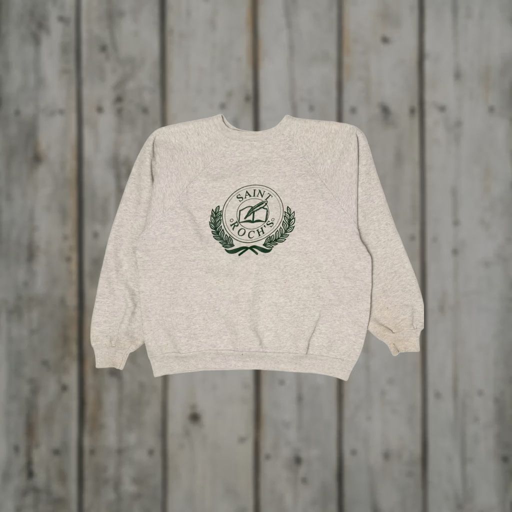 Hanes VINTAGE Hanes Saint Roch's School Sweatshirt Gray 1990s XL Long Sleeve Cotton / Polyester Mens Womens Boys Girls Size US XL / EU 56 / 4 - 1 Thumbnail