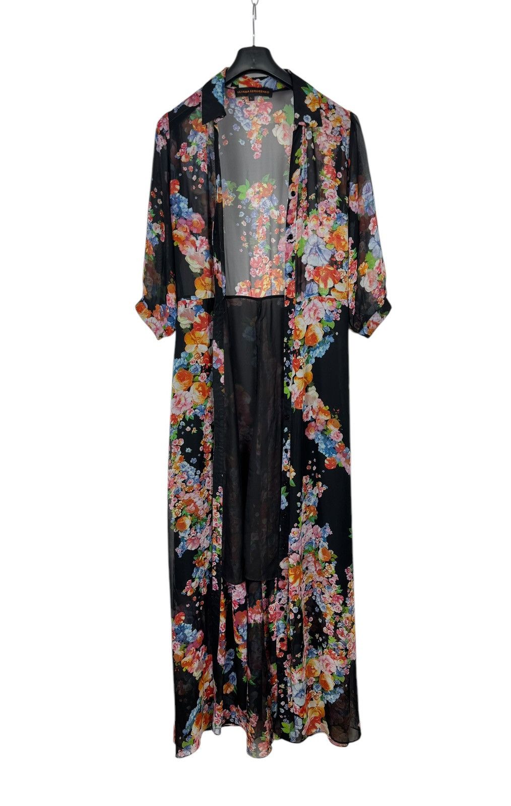 Designer Ulyana Sergeenko Maxi Dress Floral Printed Mesh size L Size L / US 10 / IT 46 - 12 Thumbnail