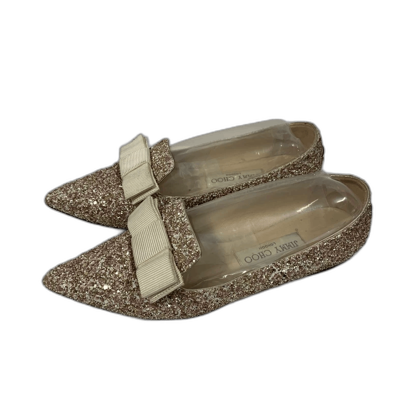 Jimmy Choo Jimmy Choo Glitter Flats with Bow Detail Size US 5 / IT 35 - 1 Thumbnail