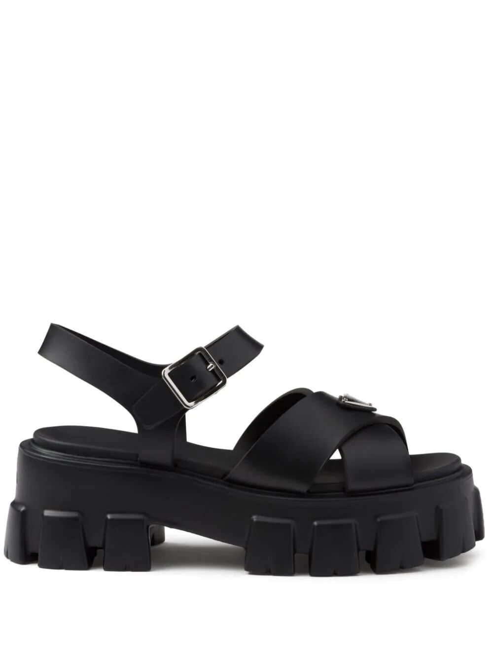 image of Prada Rubber Sandals Size 37 in Nero, Women's