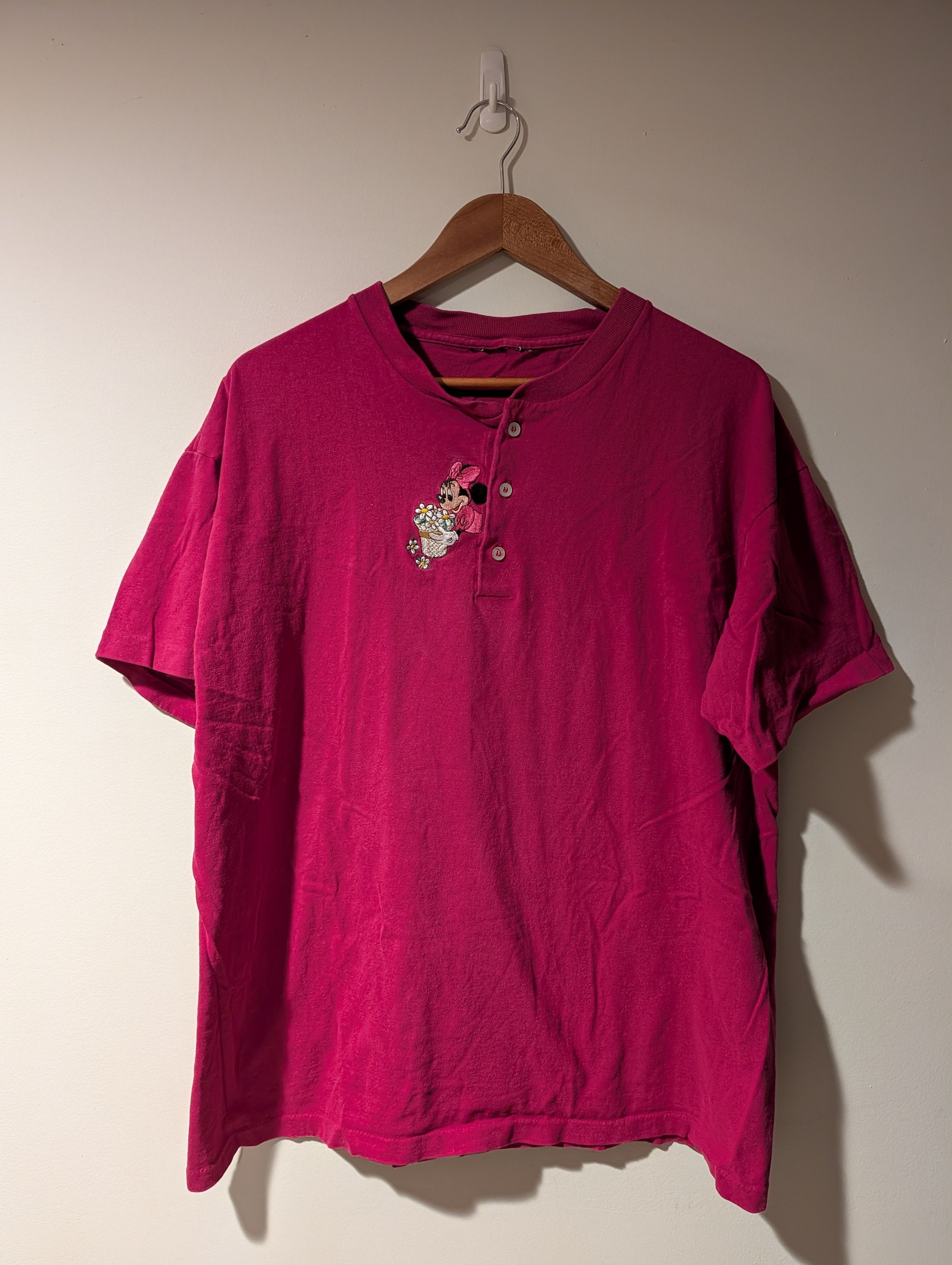 Disney Vintage 90s Minnie Mouse Disney Flower Daisy Henley T-Shirt Size US XL / EU 56 / 4 - 1 Thumbnail