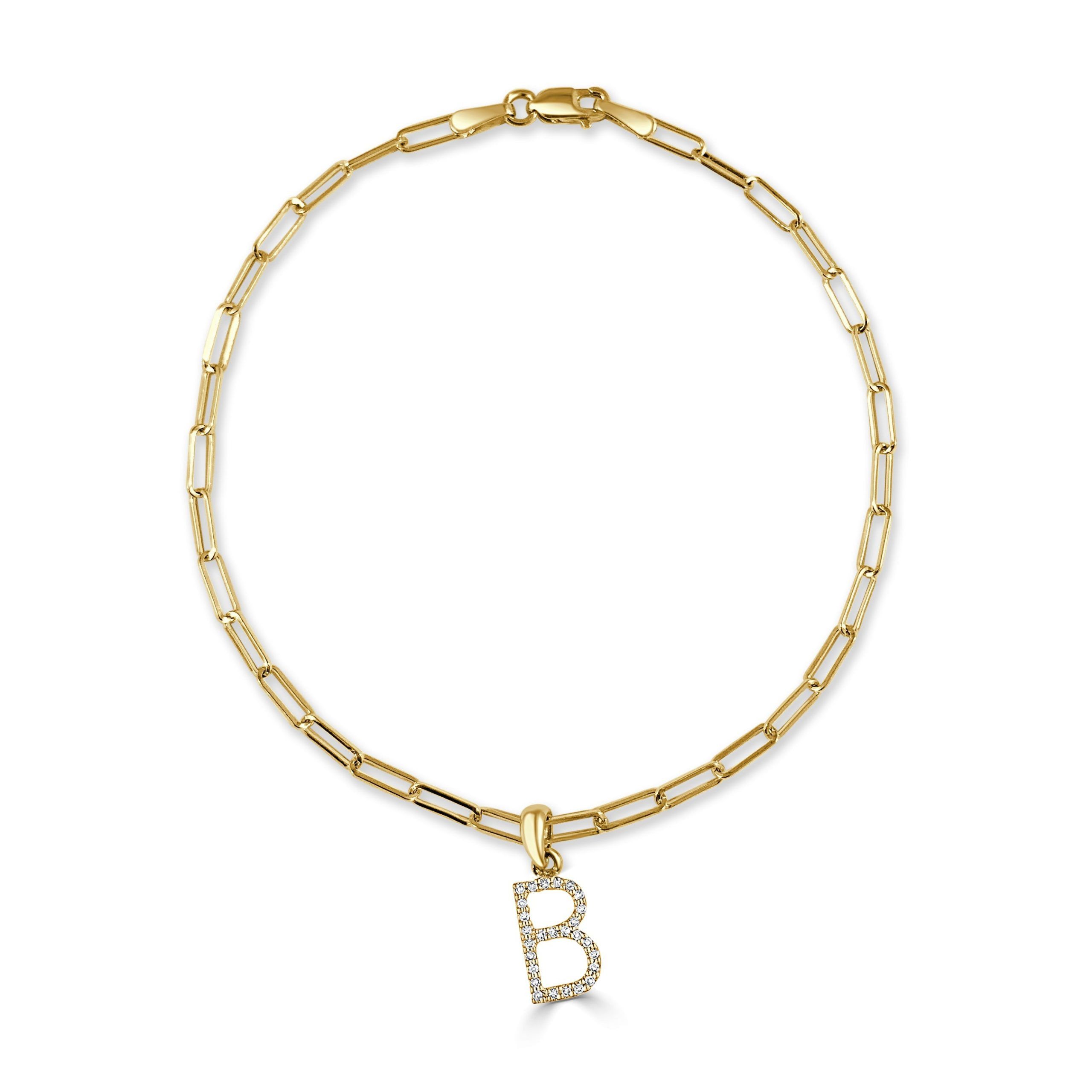 image of Cartier 14K Gold & Diamond Initial "b" Link Bracelet in Yellow, Women's
