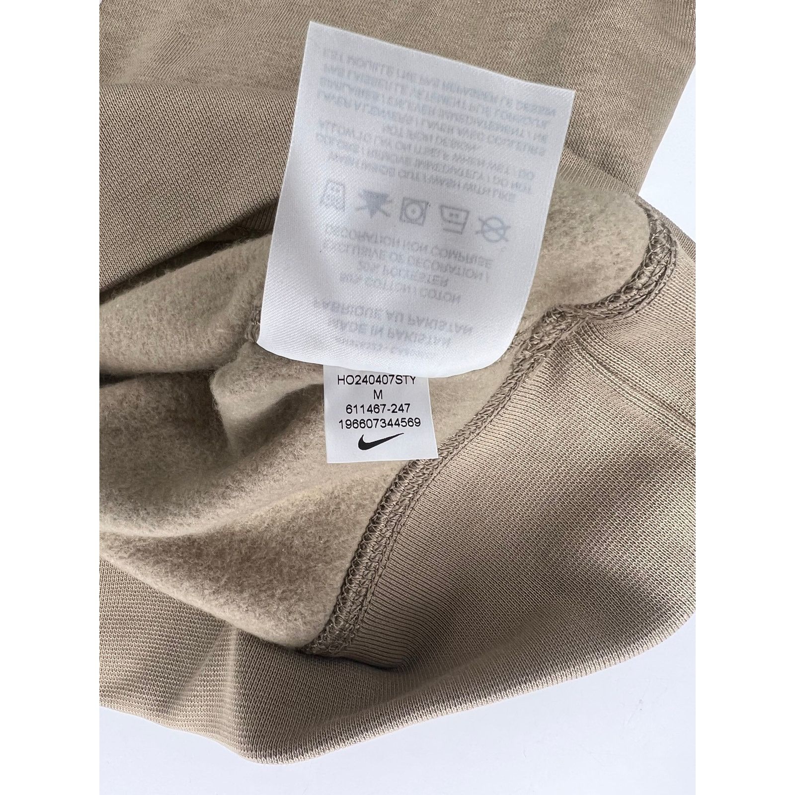 Nike Nike Fleece Crew-Neck Sweatshirt Khaki/White Size US M / EU 48-50 / 2 - 8 Thumbnail