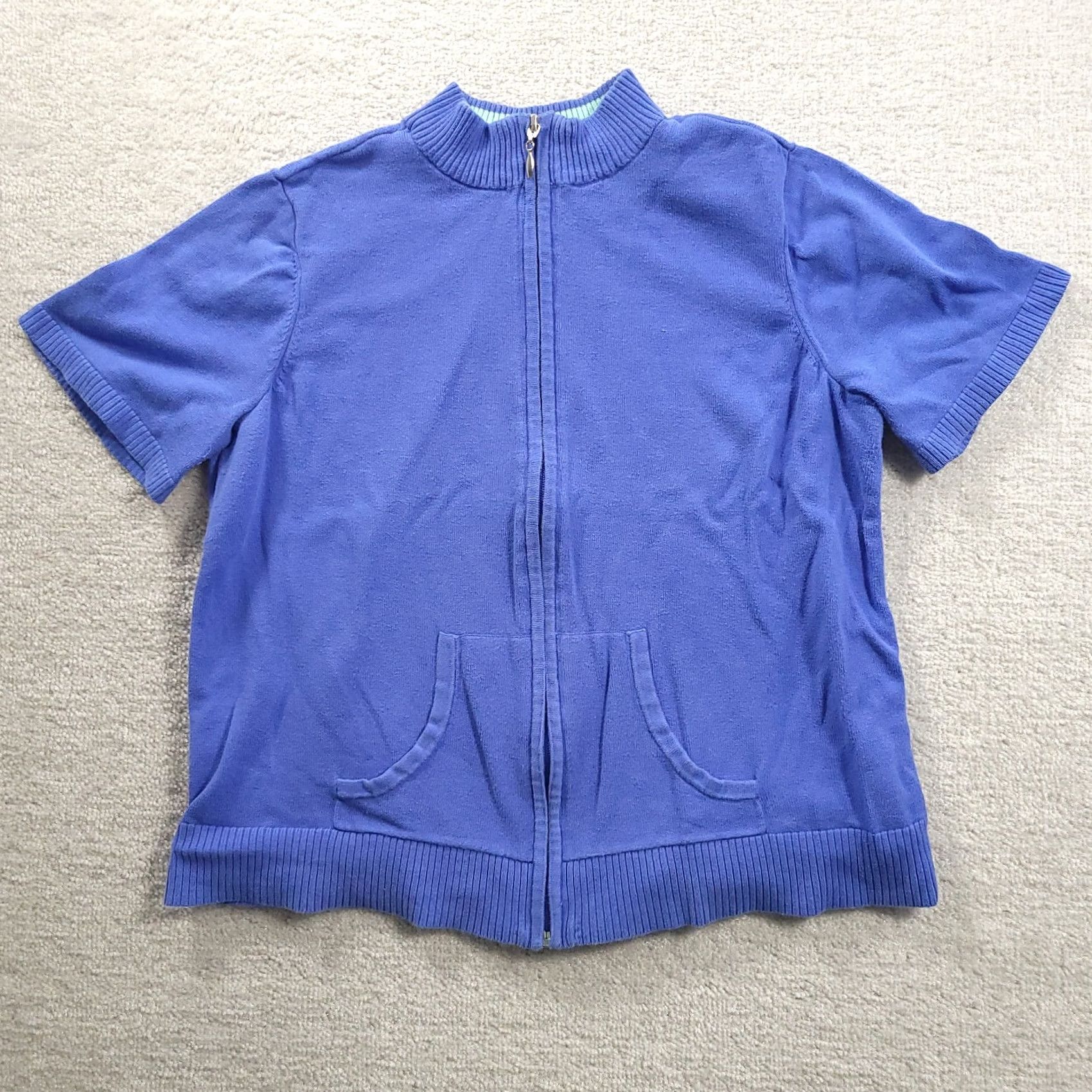 Vintage Christopher & Banks Womens 0X Blue Knit Sweater Mock Layer Zip Up Tank Jacket Variety Size XL / US 12-14 / IT 48-50 - 2 Thumbnail
